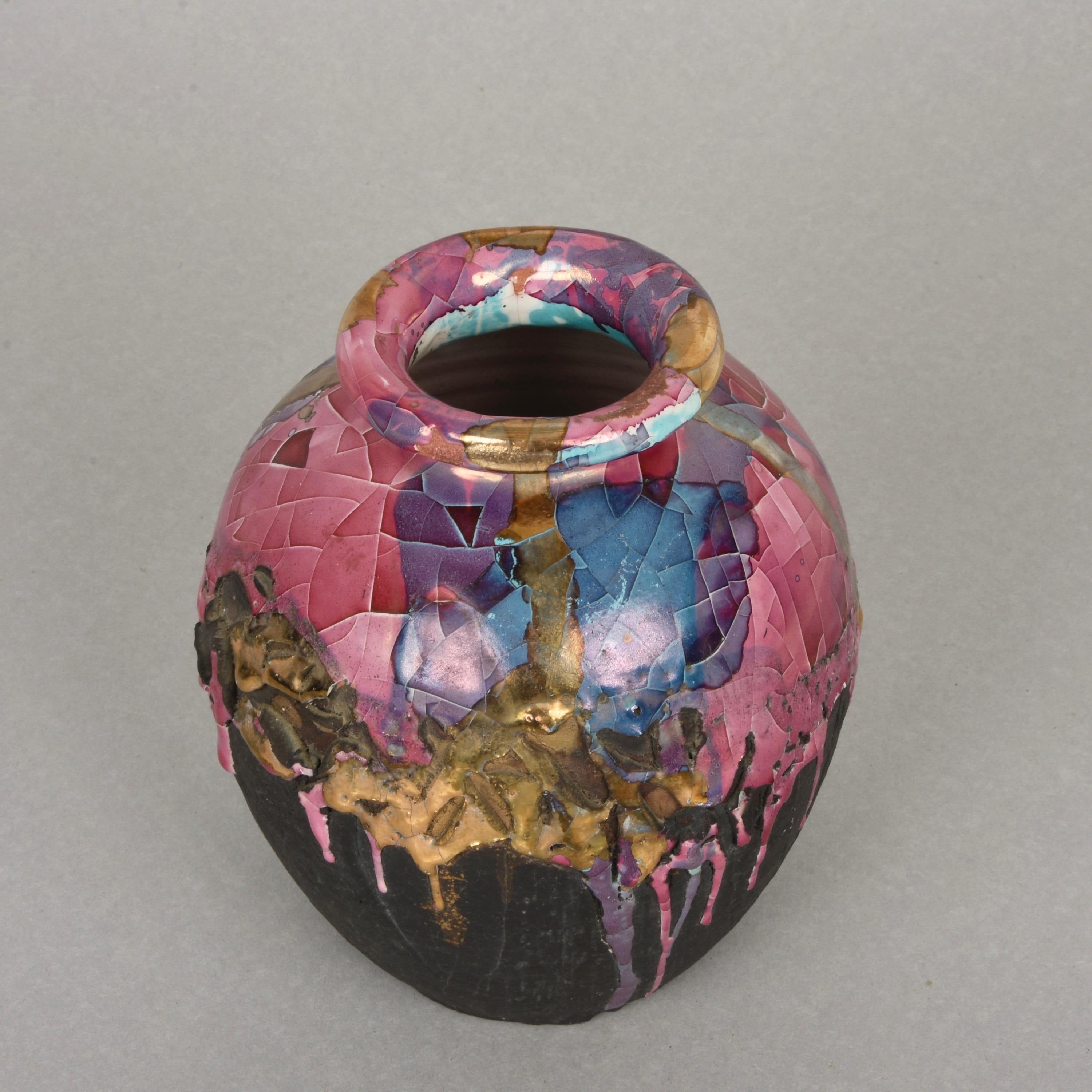 Midcentury Claudio Pulli Polychromed Enameled Ceramic Italian Vase, 1970s 7