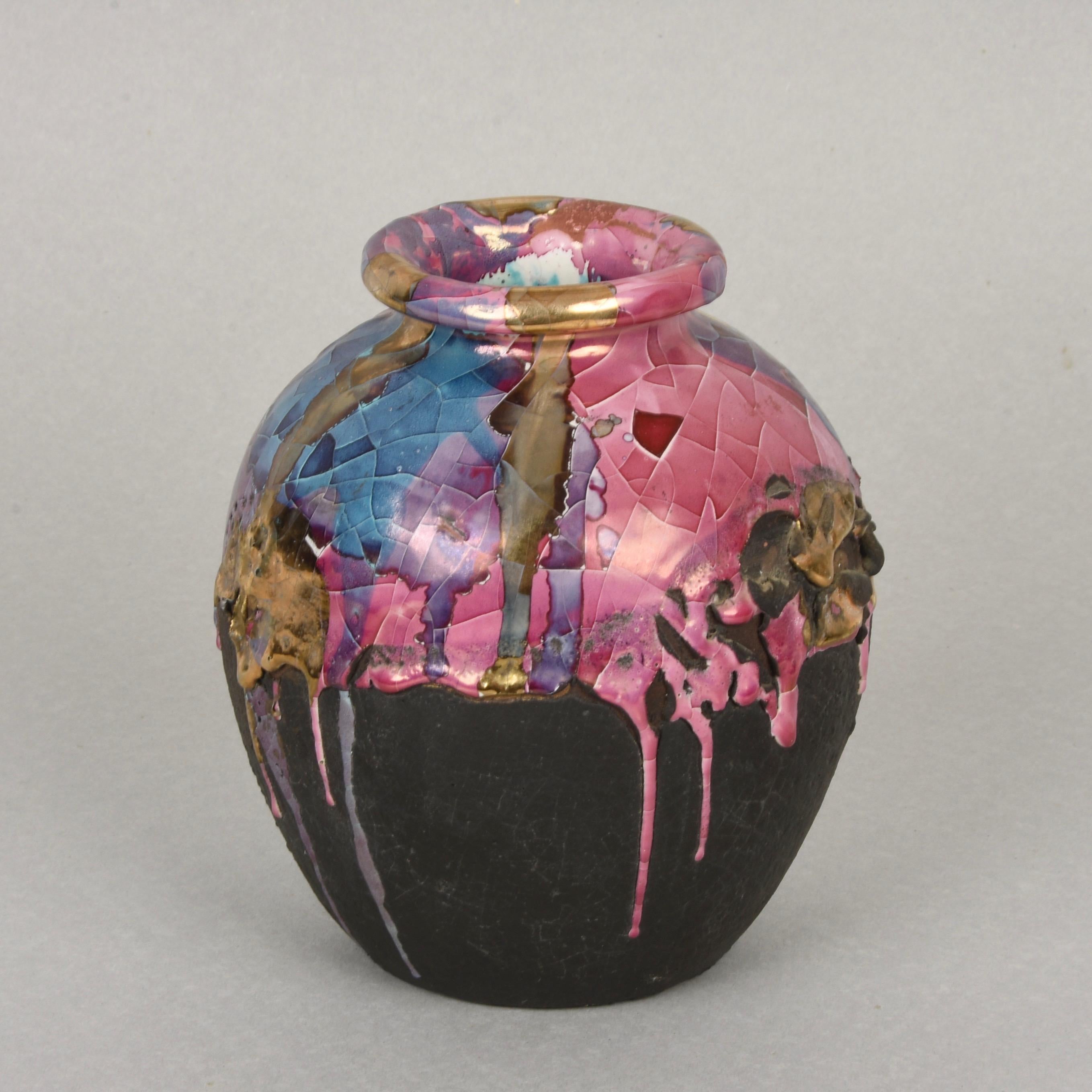 Midcentury Claudio Pulli Polychromed Enameled Ceramic Italian Vase, 1970s 9