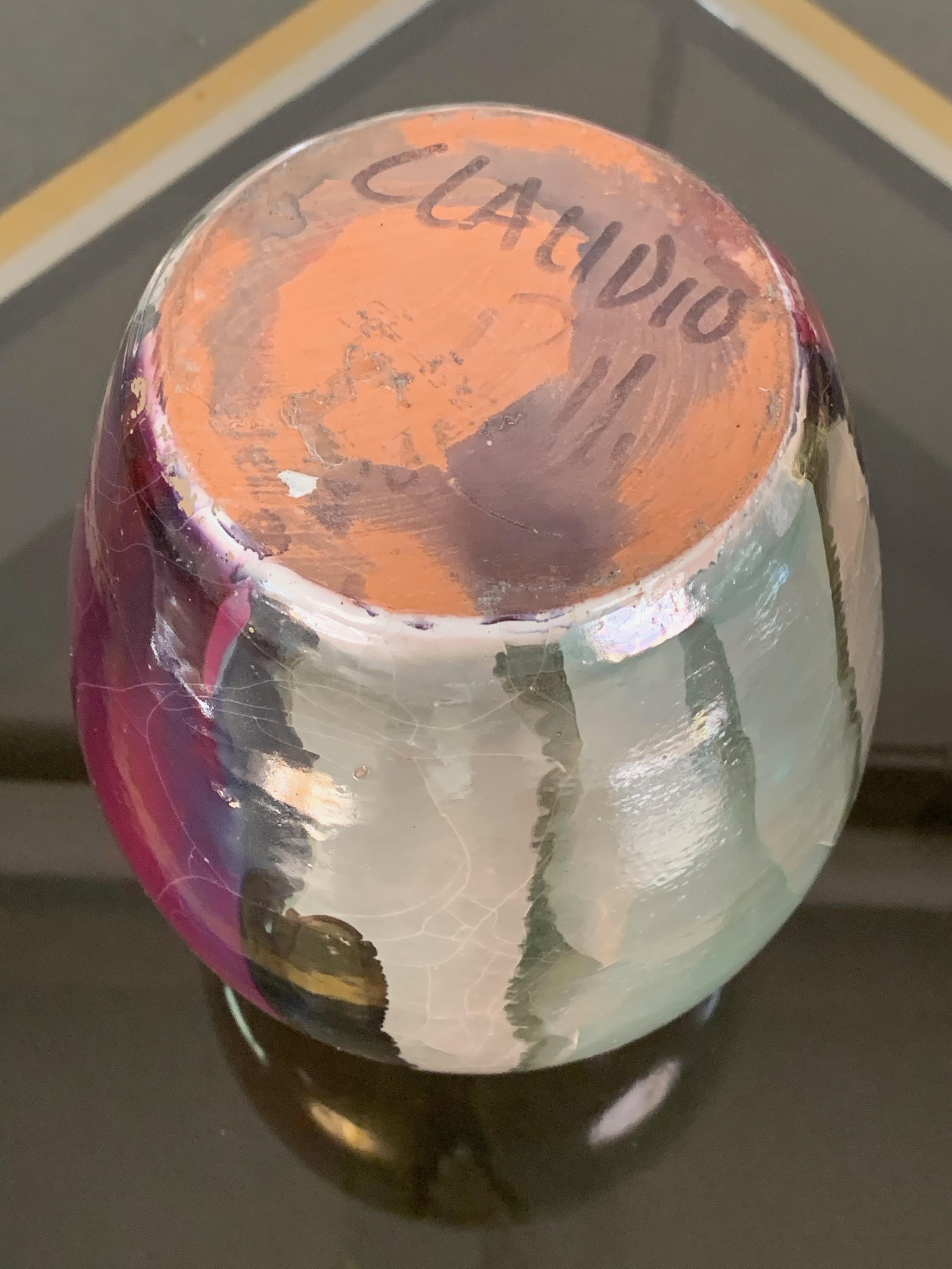 Vase italien en céramique émaillée polychromée Claudio Pulli:: 1970 Bon état - En vente à Roma, IT