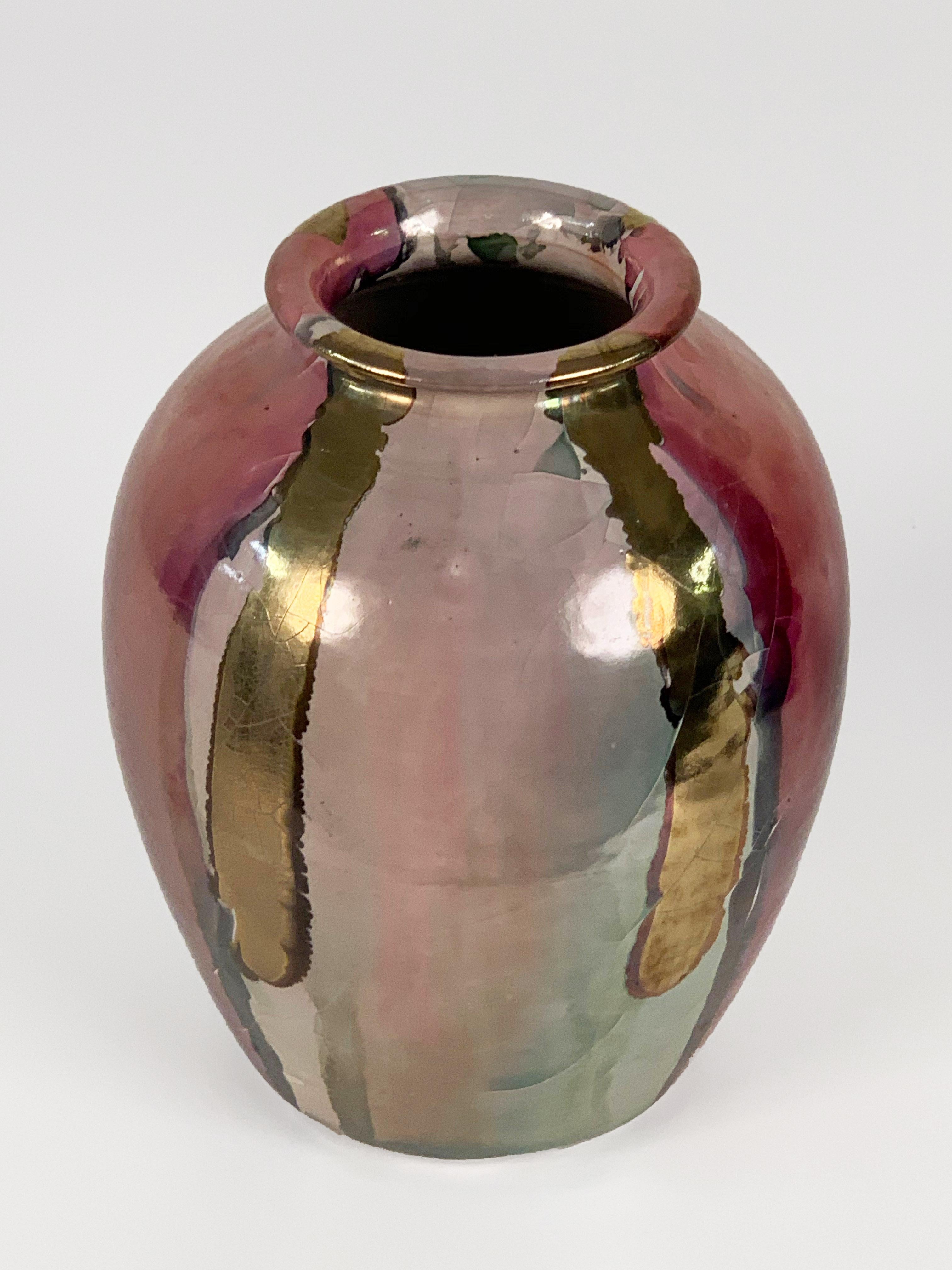 Midcentury Claudio Pulli Polychromed Enameled Ceramic Italian Vase, 1970s For Sale 2