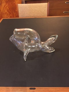 Midcentury Clear Glass Fish Vase by Blenko