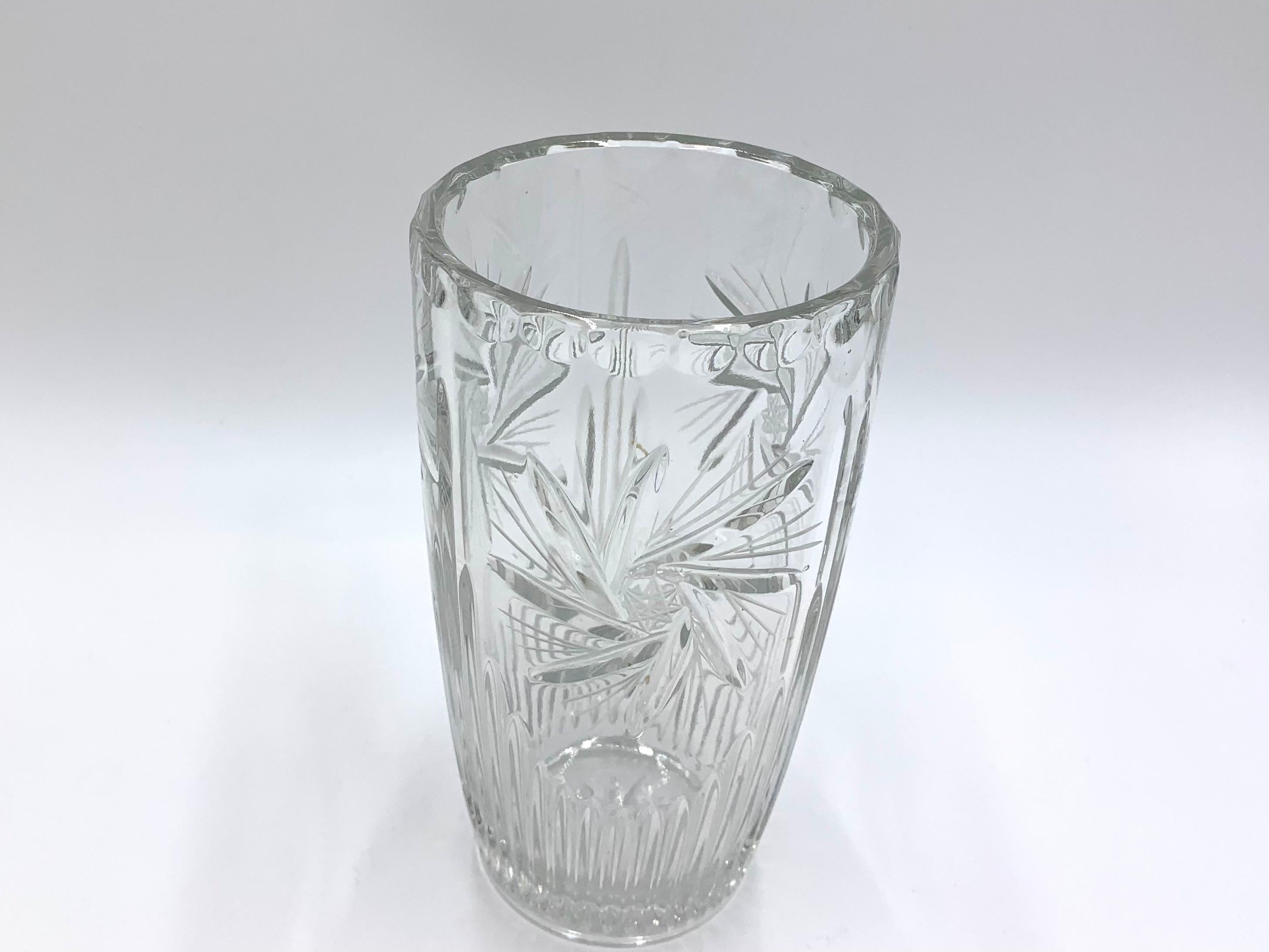 Mid-Century Modern Midcentury Clear Vase, Poland, 1950s For Sale
