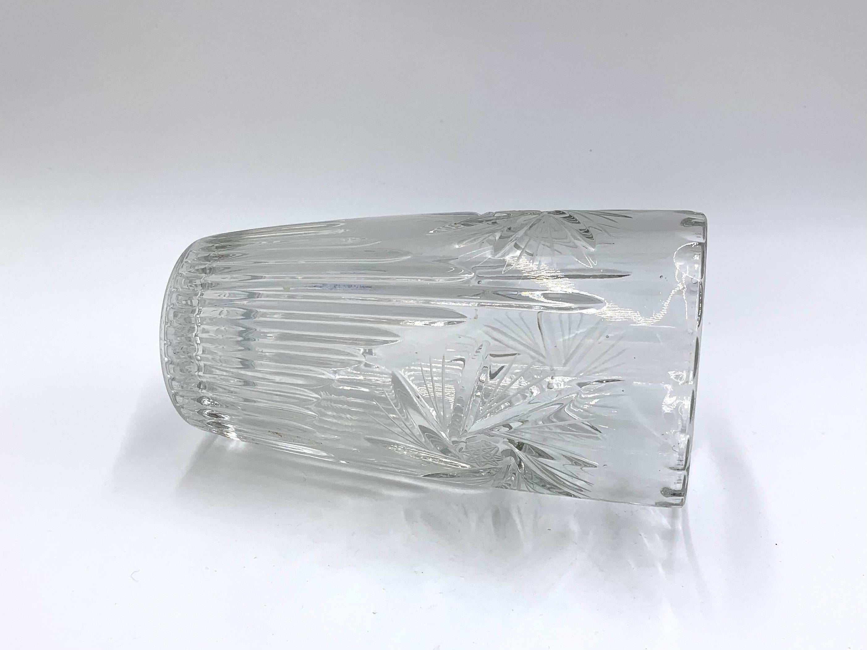 Glass Midcentury Clear Vase, Poland, 1950s For Sale