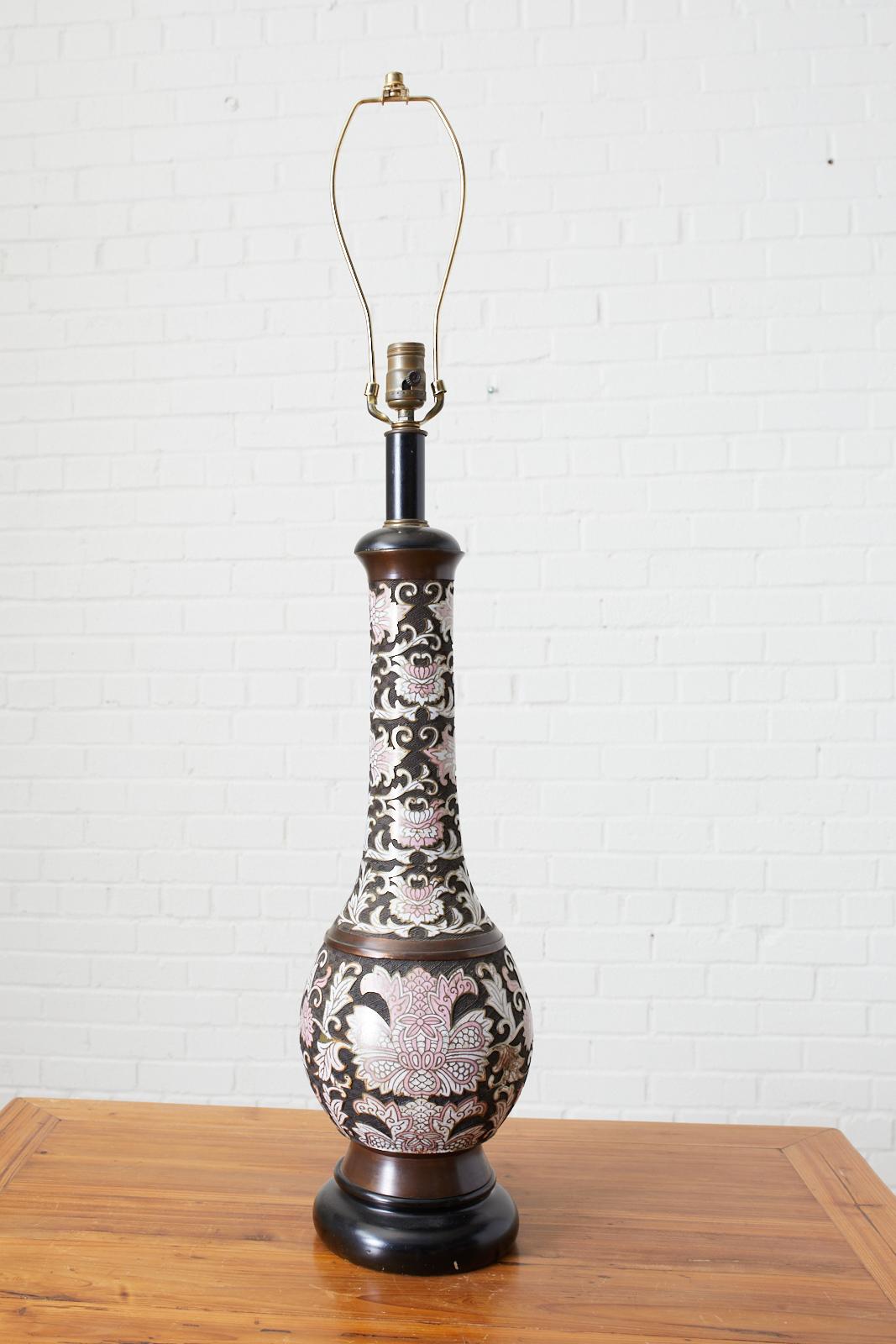 Chinese Midcentury Cloisonné Lamp by Wilshire House For Sale