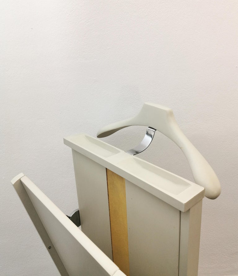 Midcentury Clothes Hanger Valet Wood Chromed Steel Italian Design 1960s