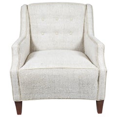 Midcentury Club Chair Newly Upholstered in a Hemp Rug