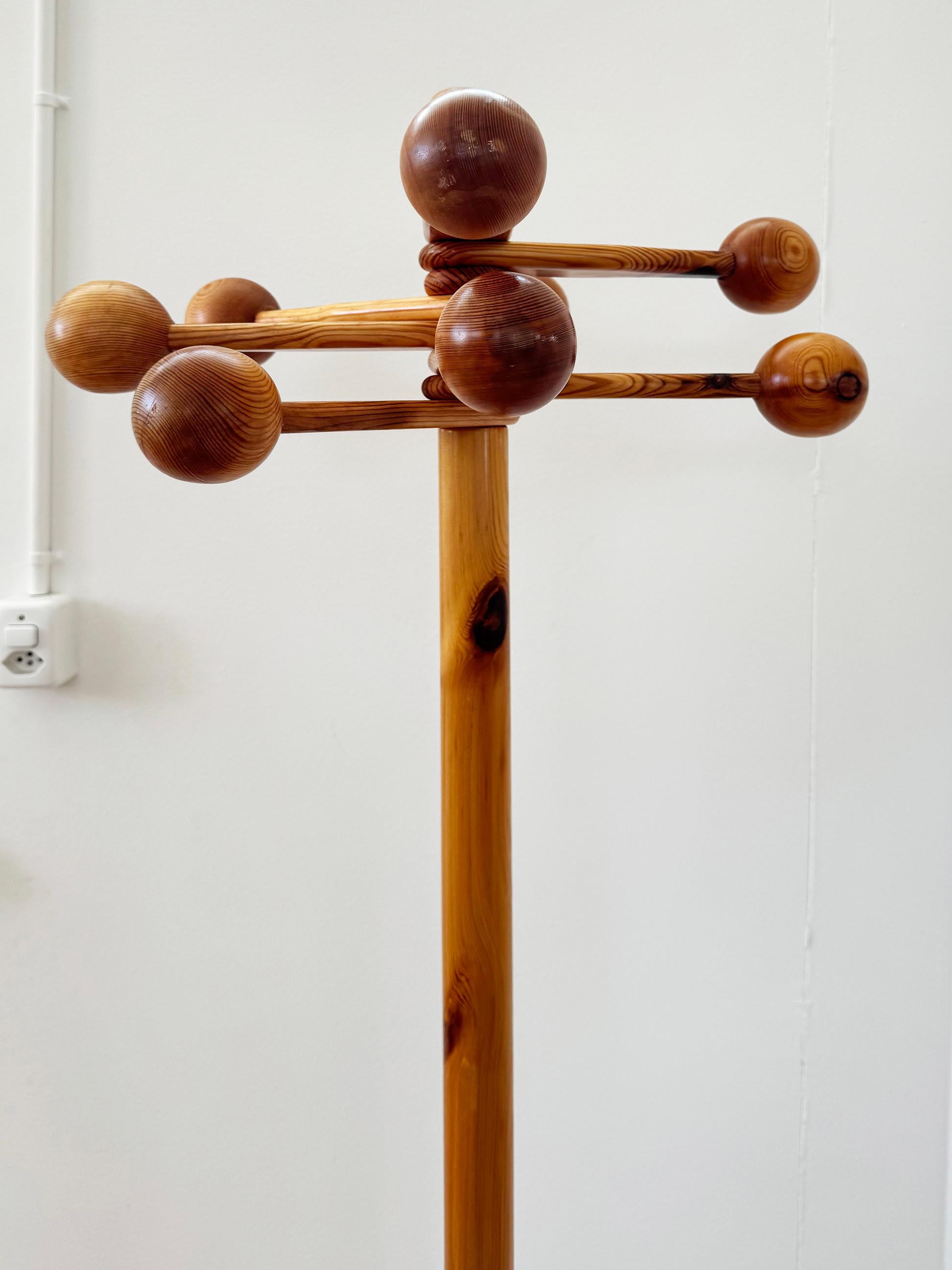 Scandinavian Modern Midcentury Coat Hanger in Pine, Sweden, 1970s Pair Available, Sold Individually For Sale