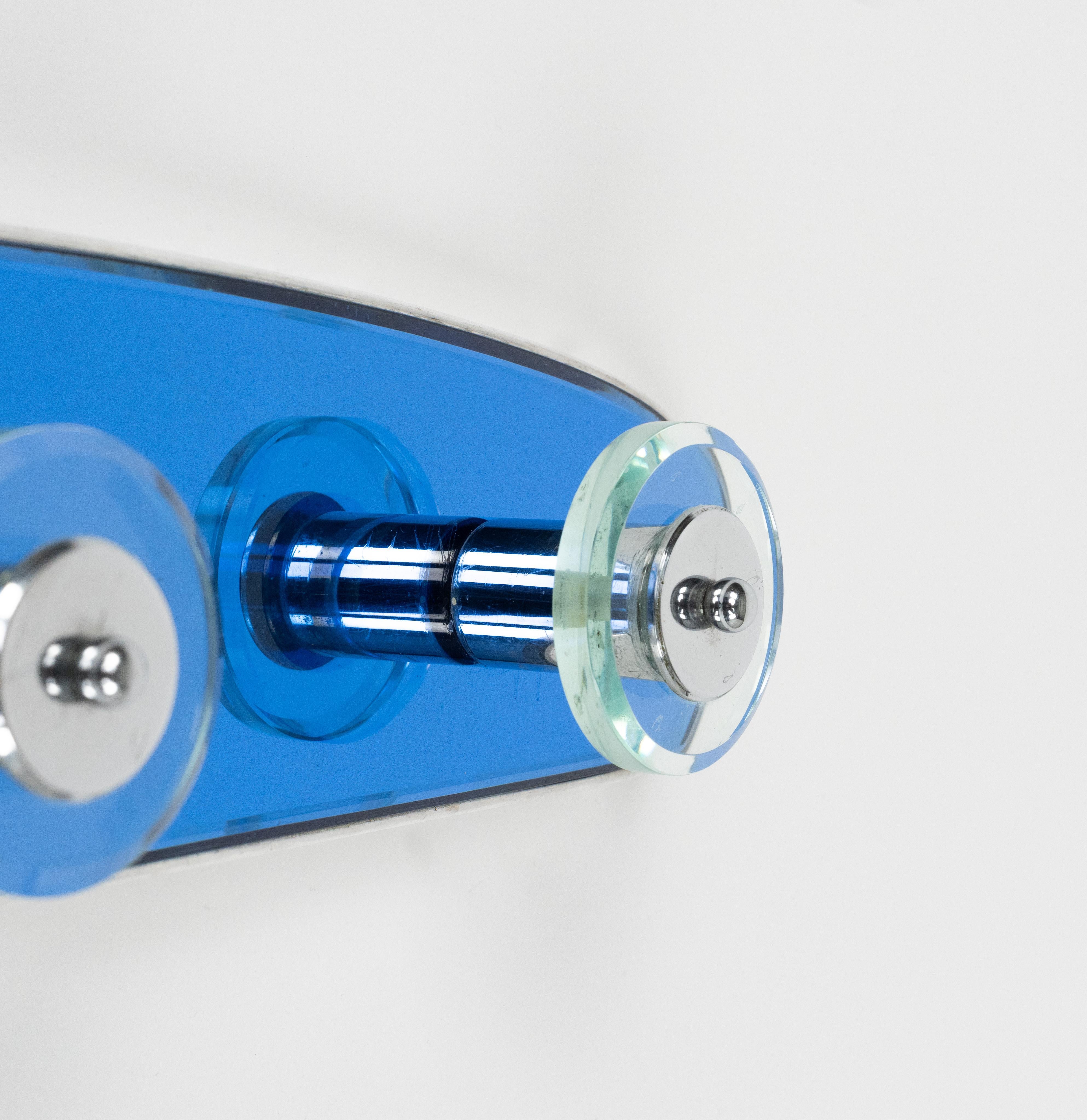 Appendiabiti di metà secolo in vetro blu e cromo in stile Cristal Arte, Italia anni '60 in vendita 3