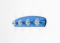 Midcentury Coat Rack in Blue Glass and Chrome Cristal Arte Style, Italy 1960s