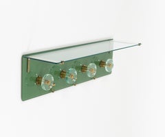 Midcentury Coat Rack Shelf in Glass and Brass by Cristal Arte, Italy 1950s