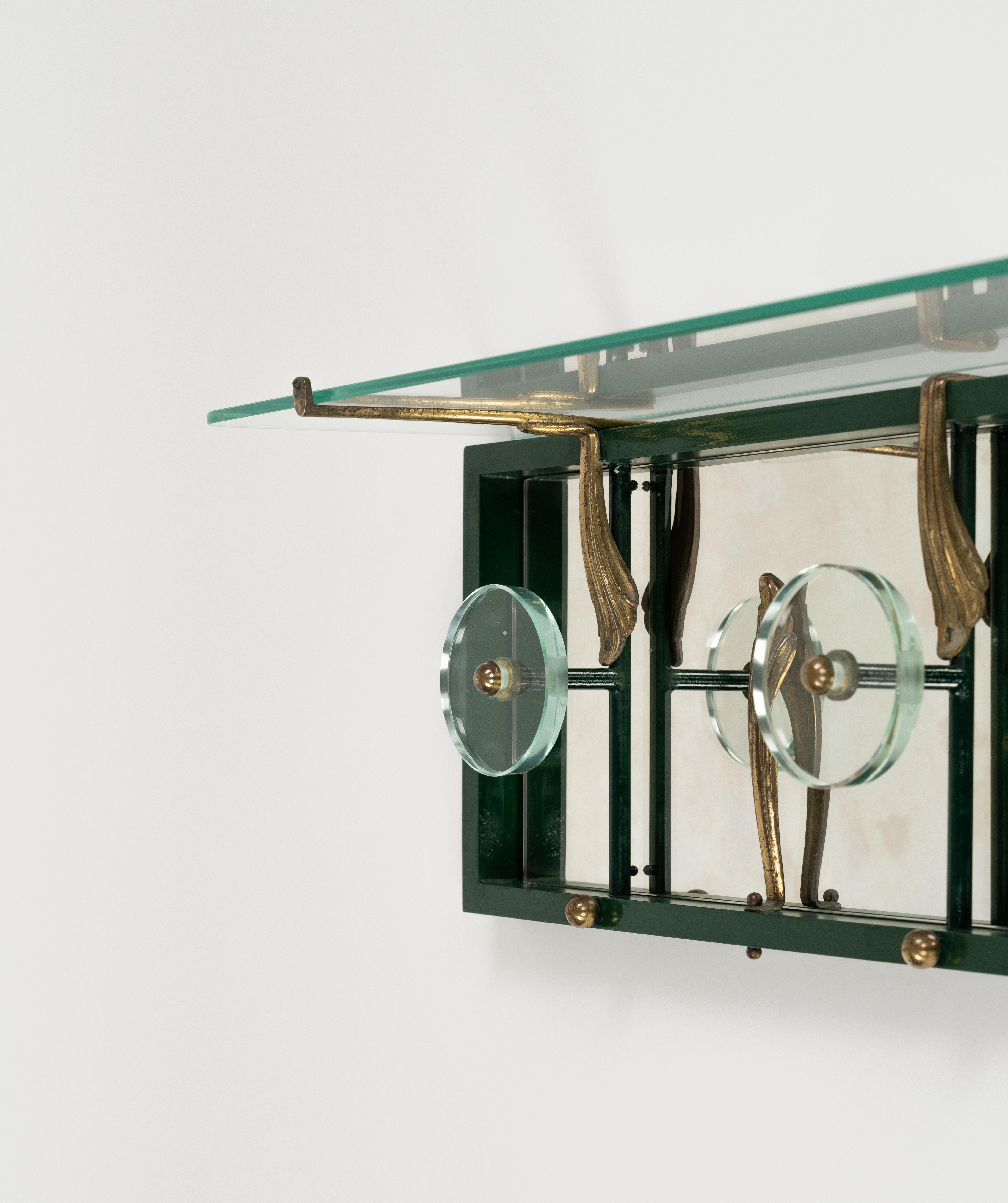 Garderobenständer aus der Mitte des Jahrhunderts aus Spiegel, Messing und Glas von Cristal Art, Italien, 1950er Jahre im Angebot 8