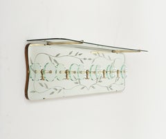 Midcentury Coat Rack Shelf in Mirror, Brass & Glass by Cristal Art, Italy, 1950s