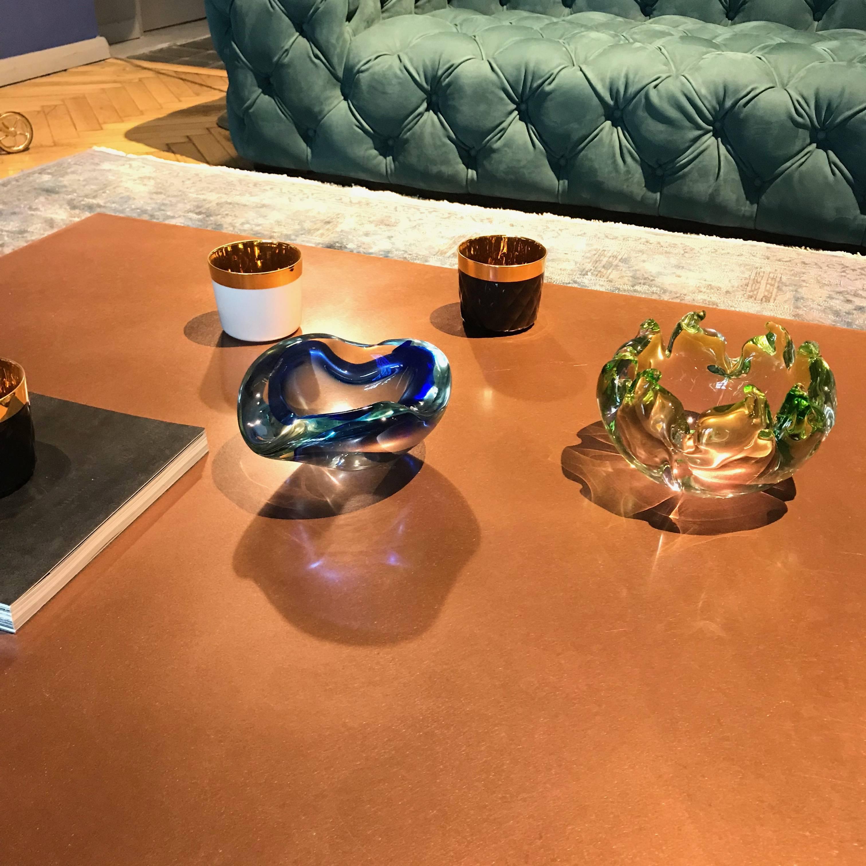 Midcentury Cobalt Blue Biomorphic Blown Murano Art Glass Bowl, 1950s, Italy In Excellent Condition In Biebergemund, Hessen
