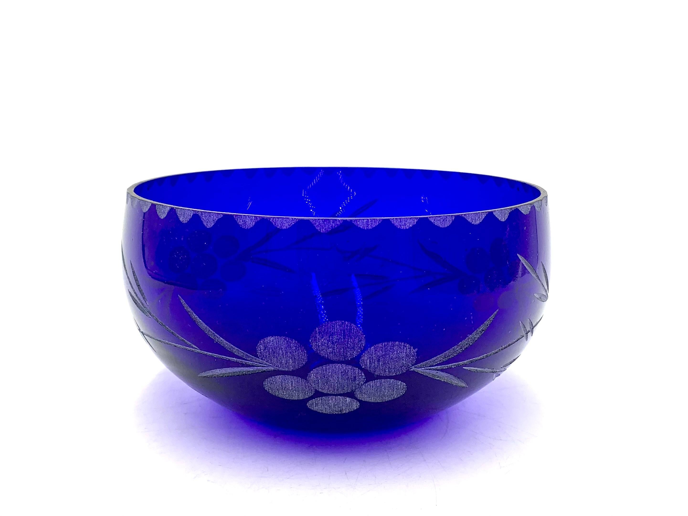 Mid-Century Modern Midcentury Cobalt Blue Glass Bowl, Poland, 1960s