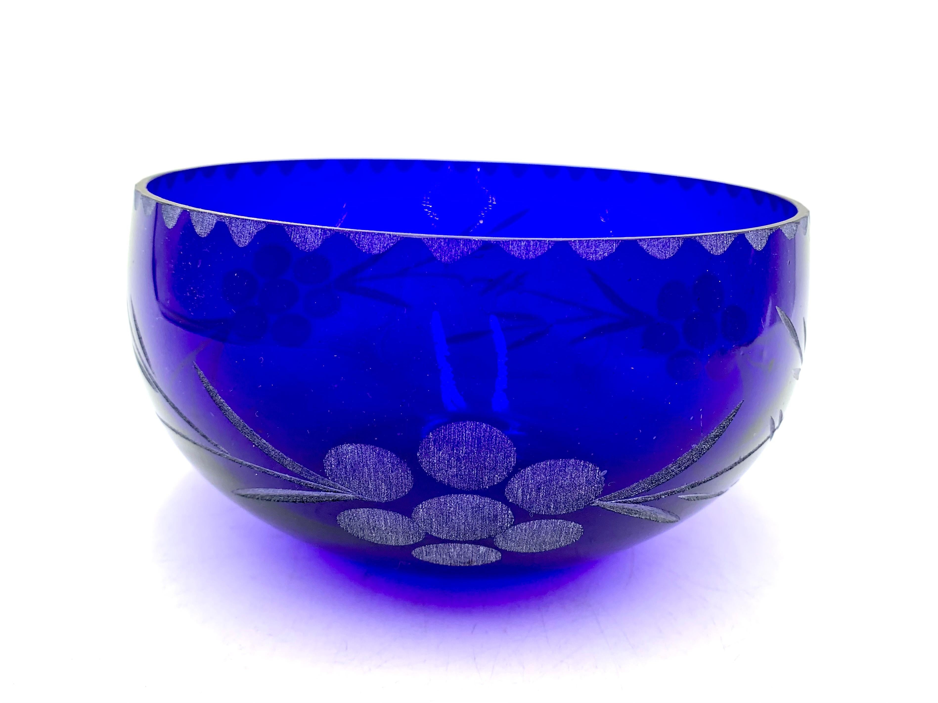 Mid-20th Century Midcentury Cobalt Blue Glass Bowl, Poland, 1960s