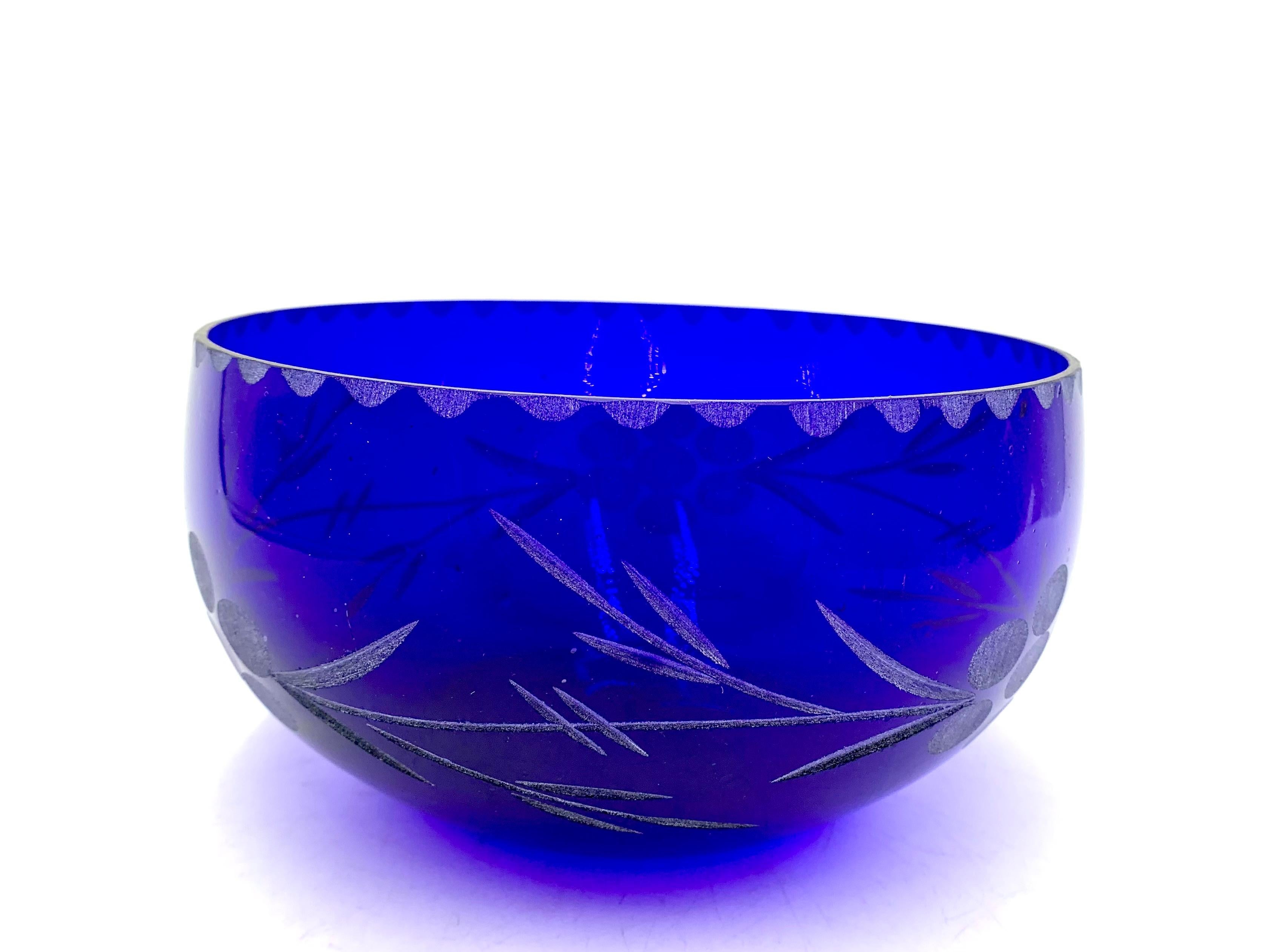 Midcentury Cobalt Blue Glass Bowl, Poland, 1960s 1