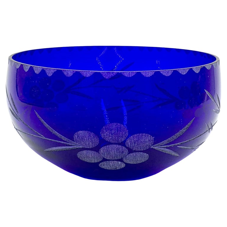 Midcentury Cobalt Blue Glass Bowl, Poland, 1960s For Sale at 1stDibs