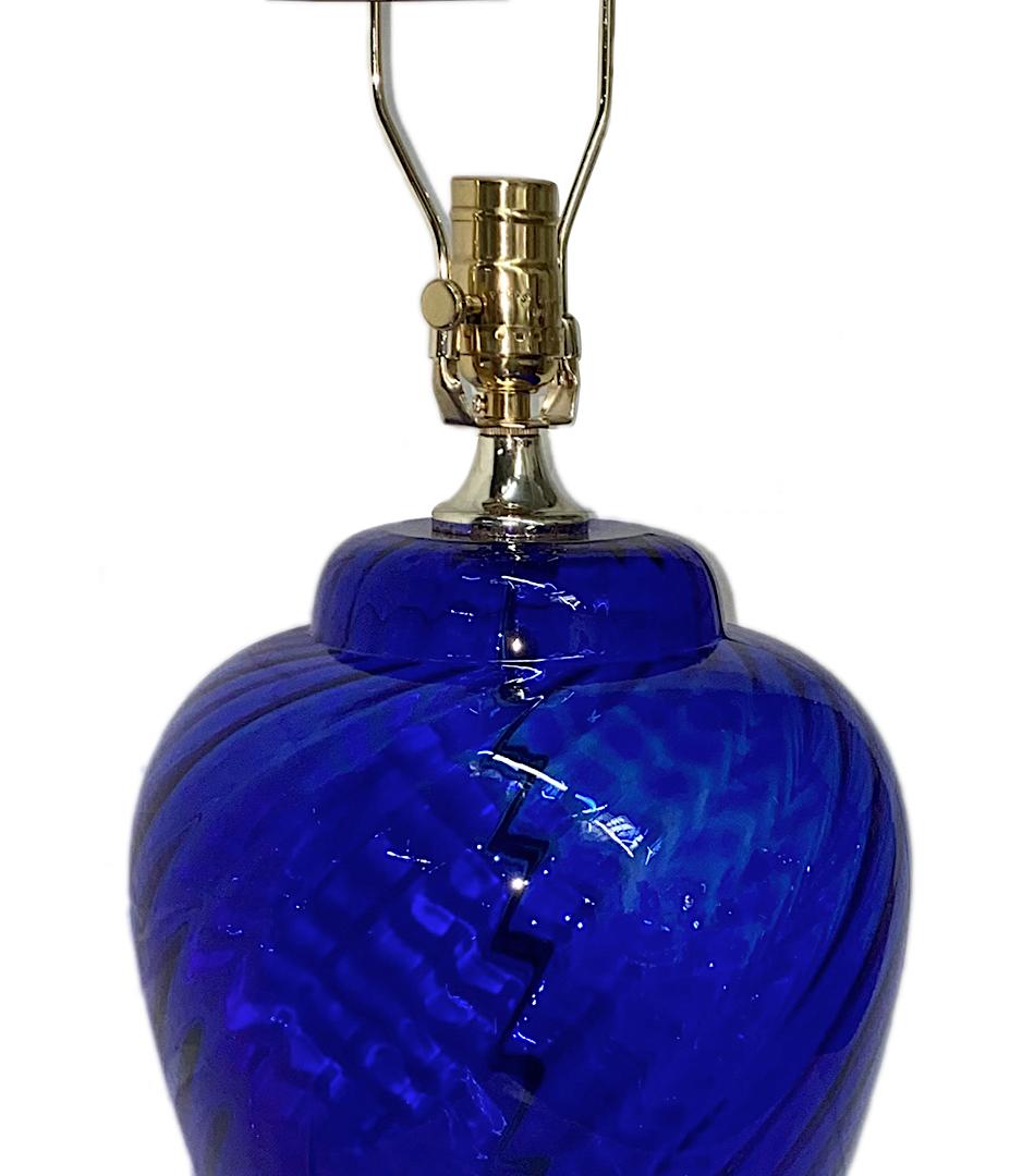 cobalt blue glass lamp