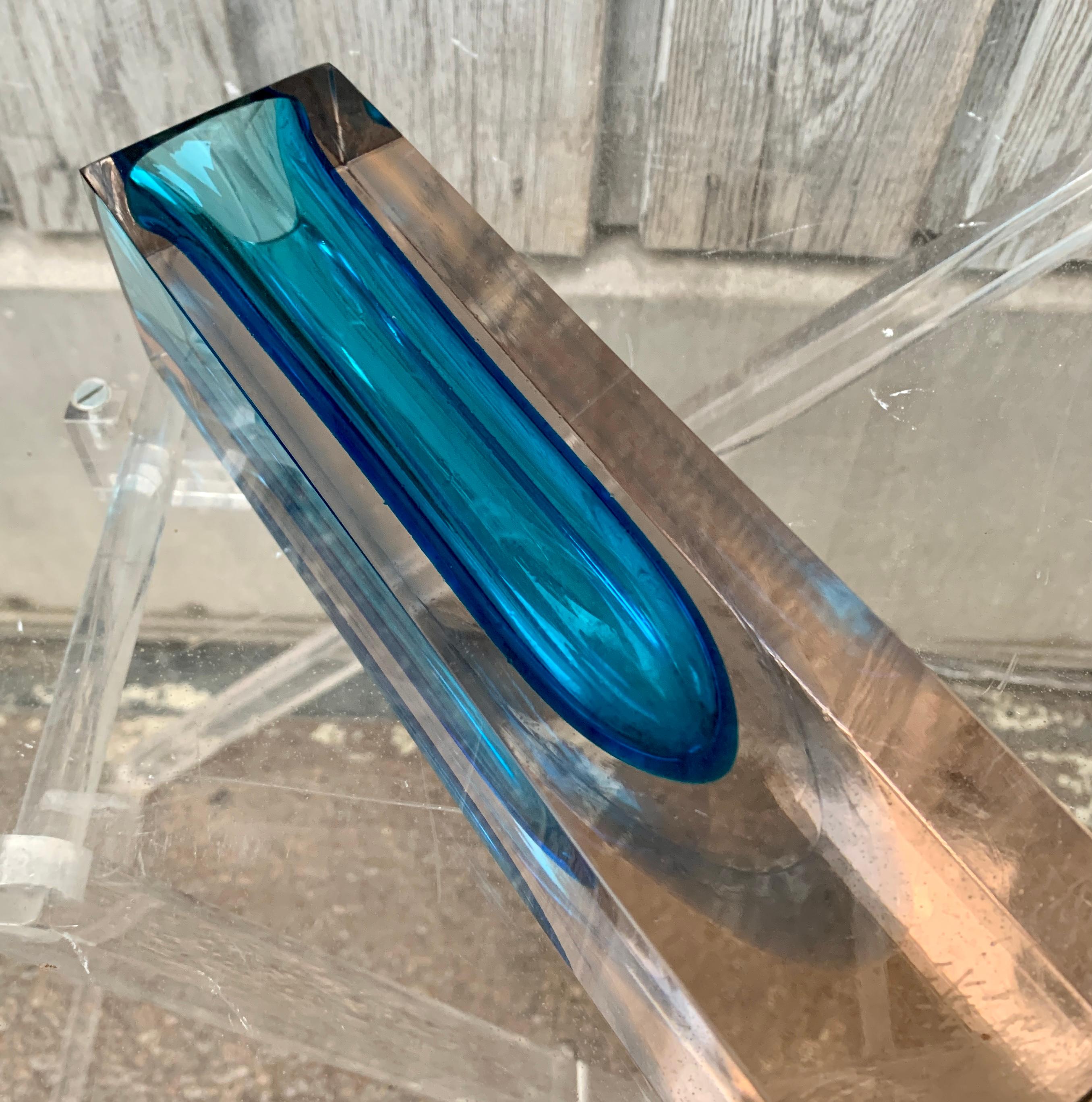 Mid-Century Cobolt Blue Sommerso Vase by Flavio Poli For Sale 3