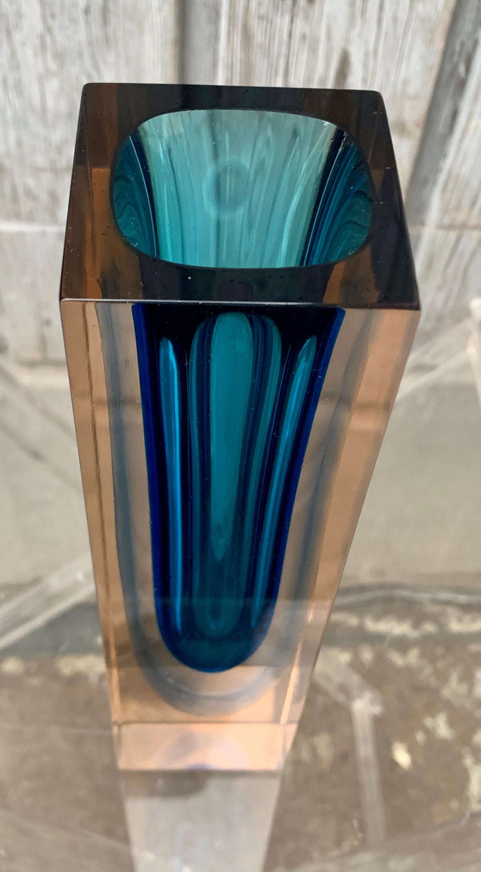 Kupferblaue Sommerso-Vase von Flavio Poli aus der Mitte des Jahrhunderts im Angebot 4