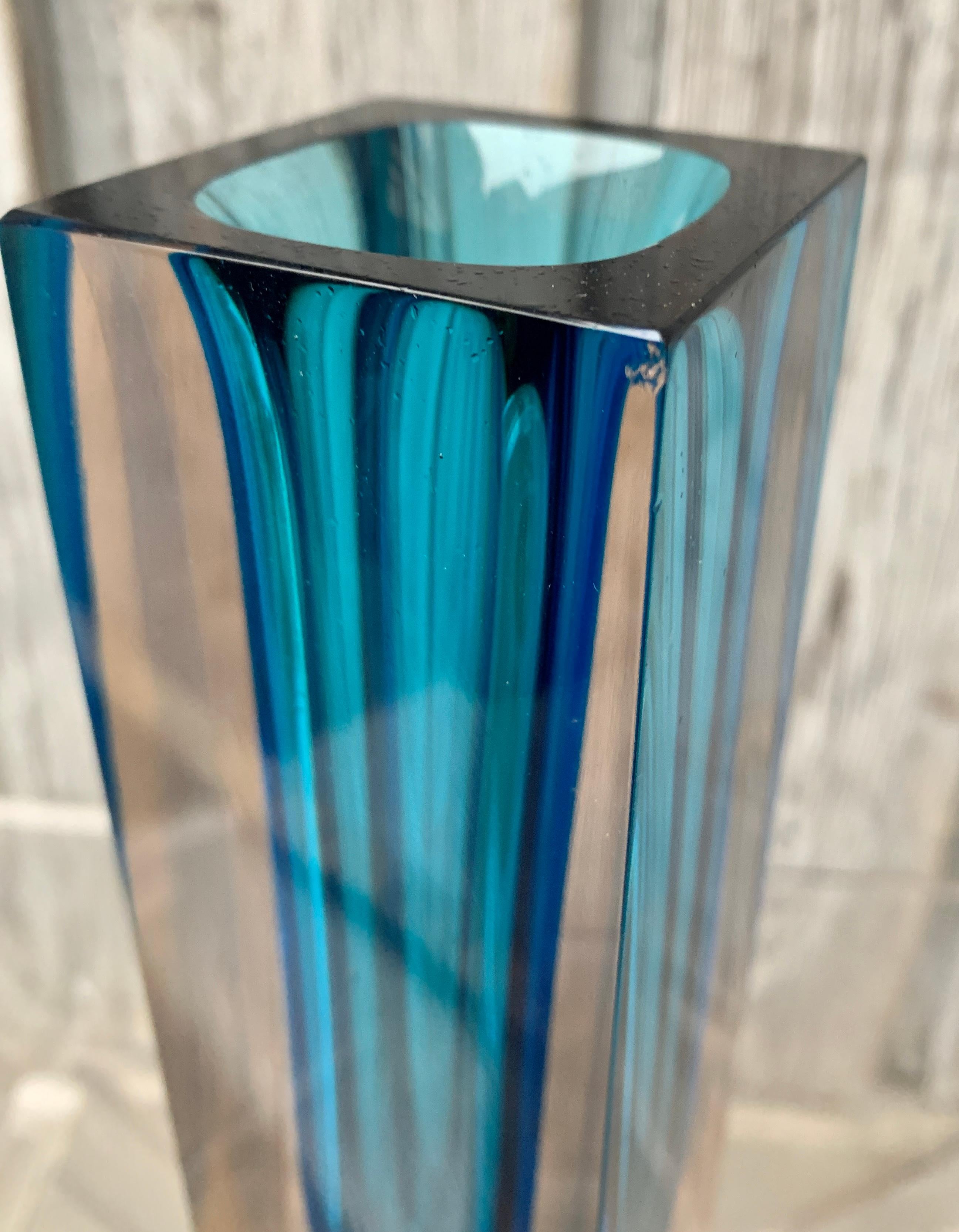 Kupferblaue Sommerso-Vase von Flavio Poli aus der Mitte des Jahrhunderts im Angebot 7
