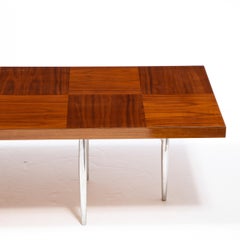Midcentury Cocktail Table, Bookmatched Walnut Top and Sculptural Aluminum Base