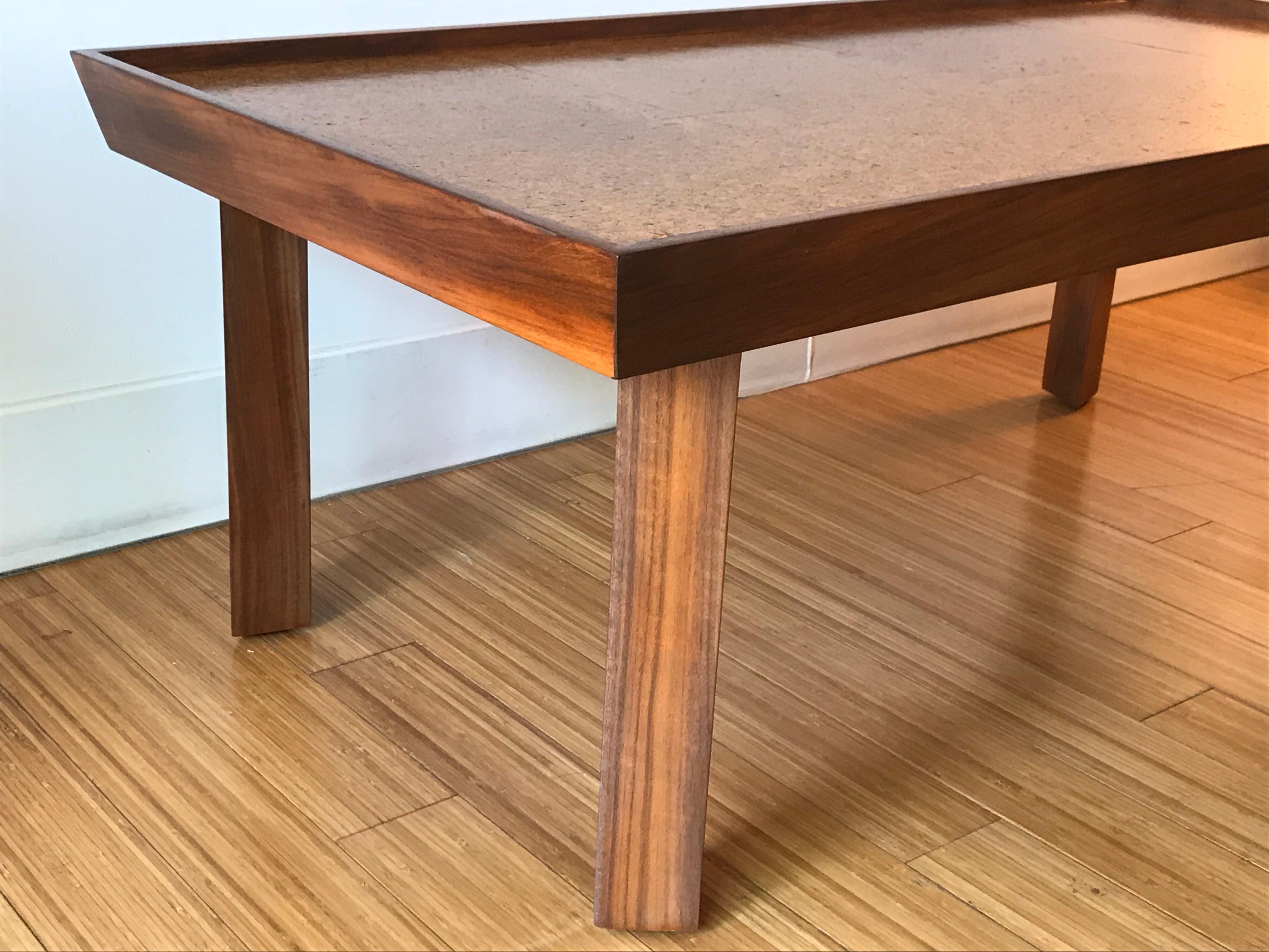 Modern Mid Century Coffee Table with Cork Top Edward Fickett Attributed
