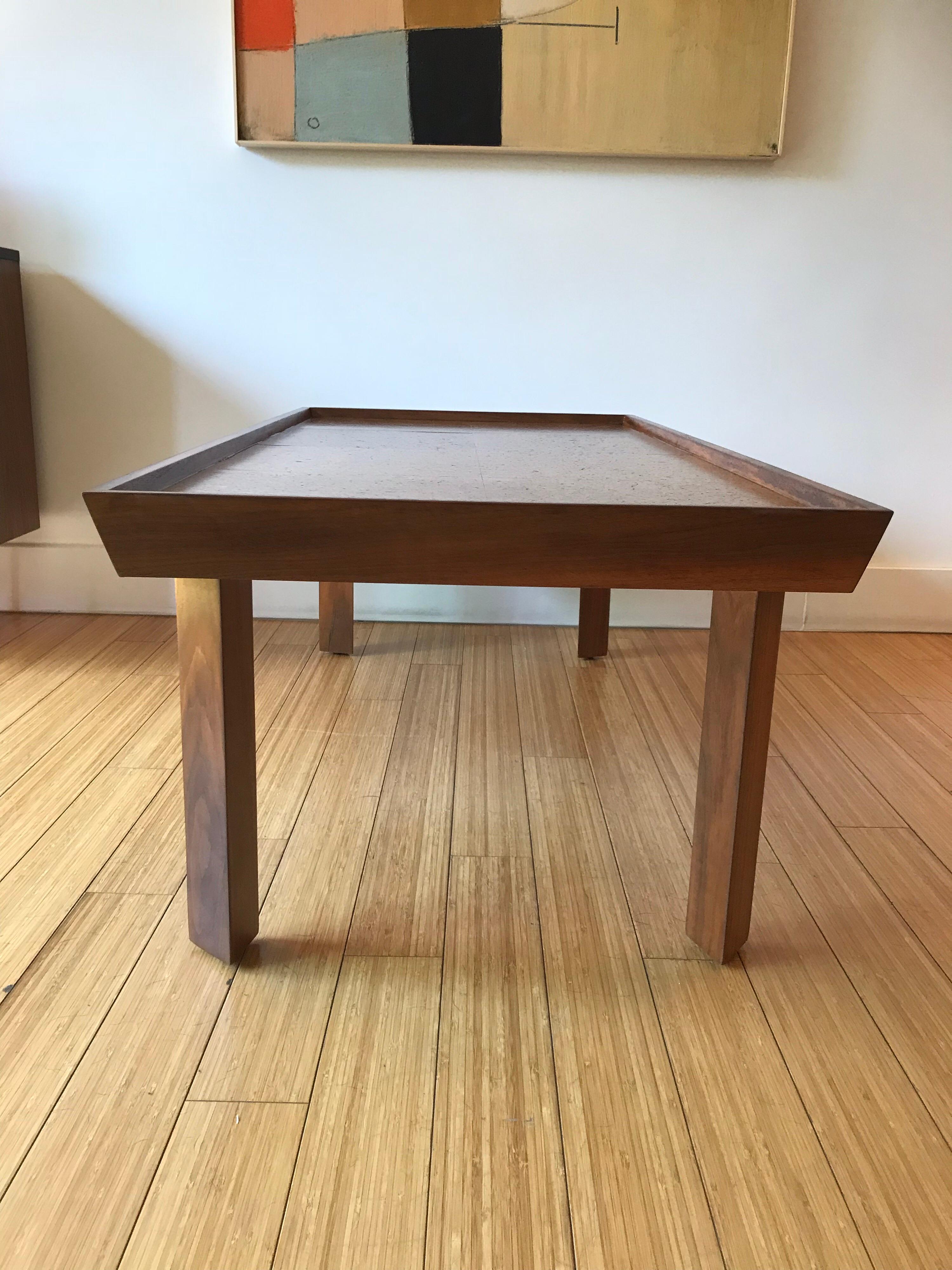 American Mid Century Coffee Table with Cork Top Edward Fickett Attributed