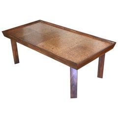 Mid Century Coffee Table with Cork Top Edward Fickett Attributed