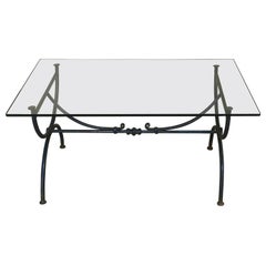 Midcentury Coffee Sofa Table Cocktail Iron Glass 20th Century Italian Design