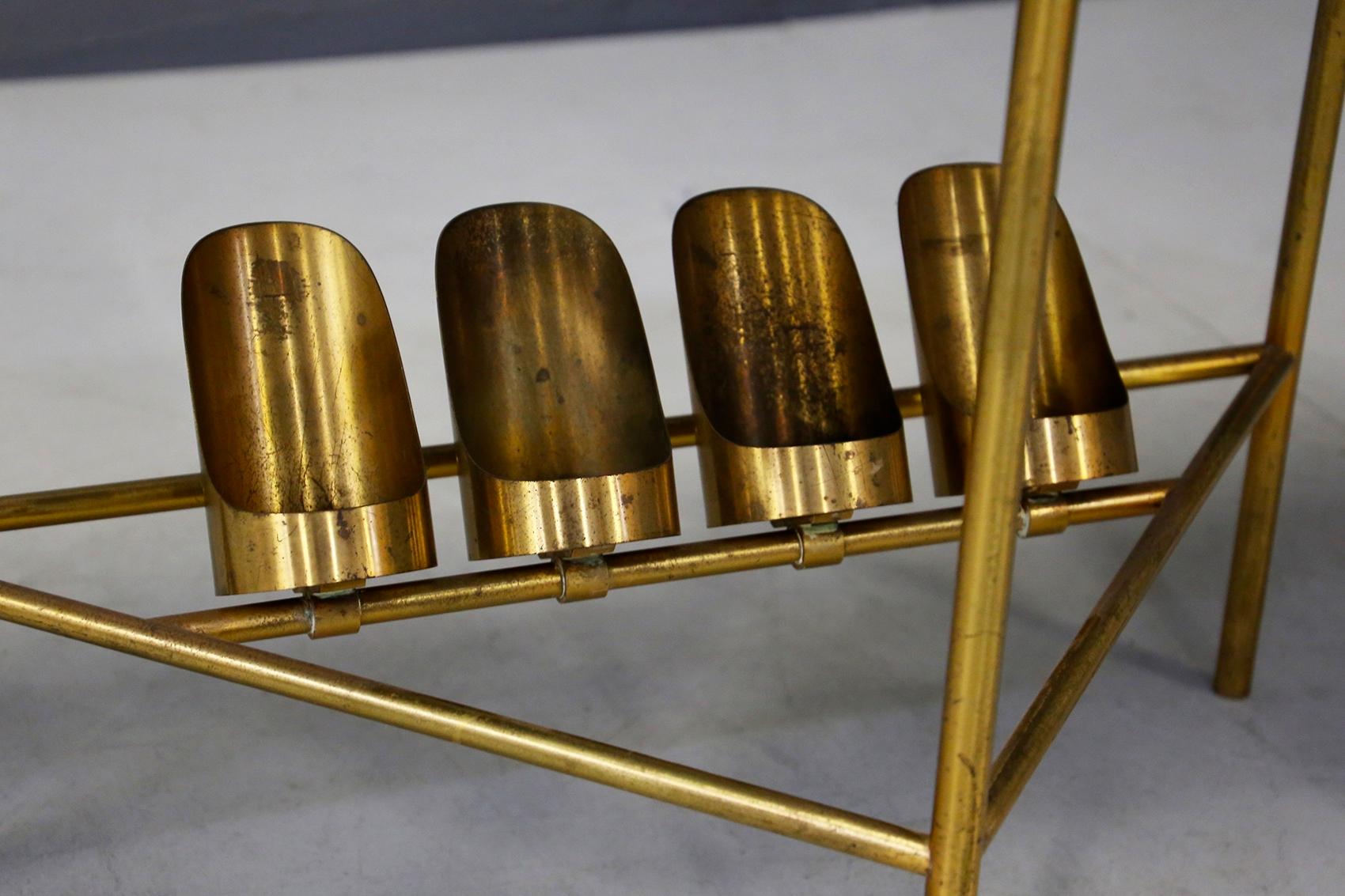 Midcentury Coffee Table Attributed to Ignazio Gardella in Brass and Wood, 1950s 3
