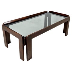 Tavolino da caffè del Medioevo di Afra & Tobia Scarpa, legno massiccio e vetro
