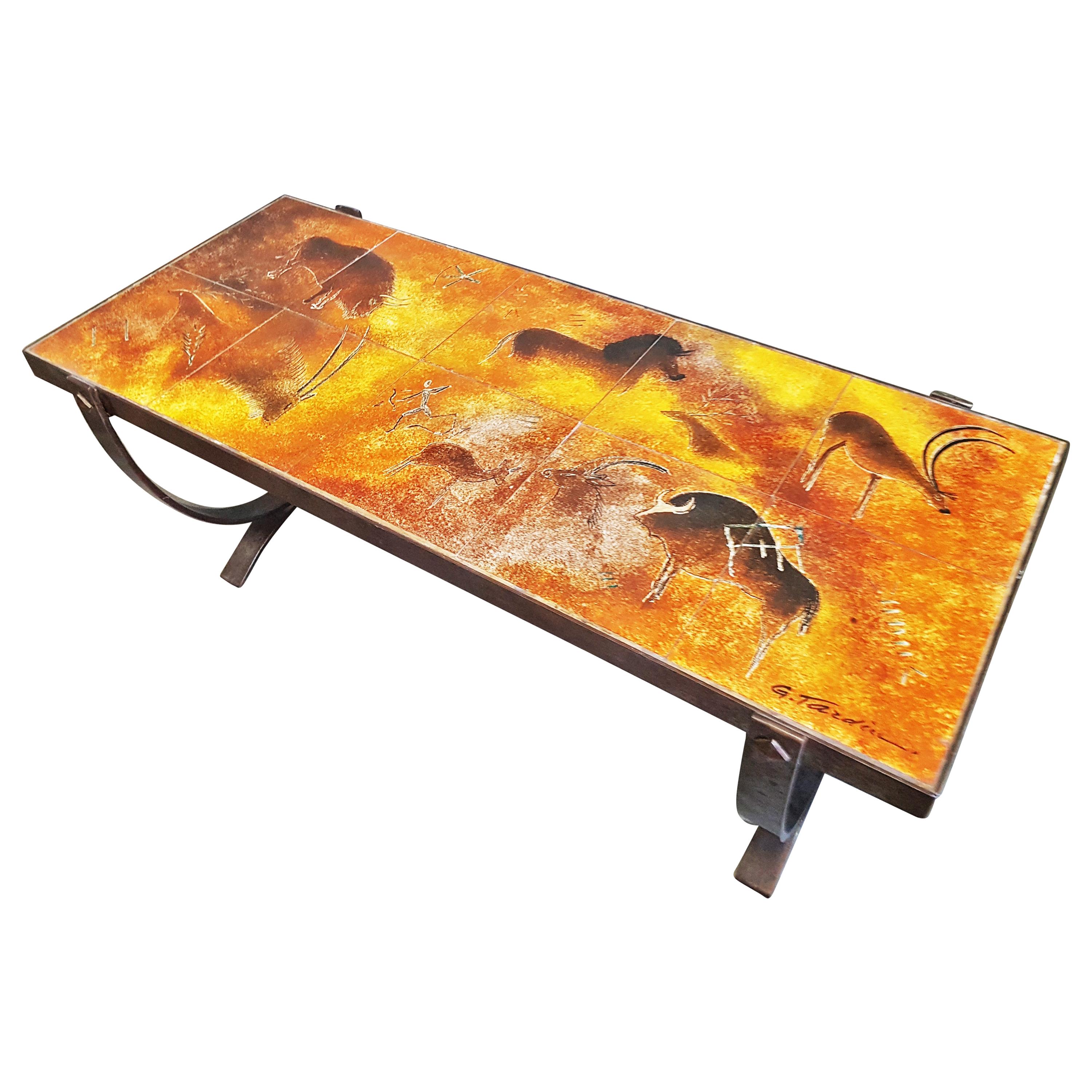 Midcentury Coffee Table by Georges Tardieu, Vallauris, France, 1960s