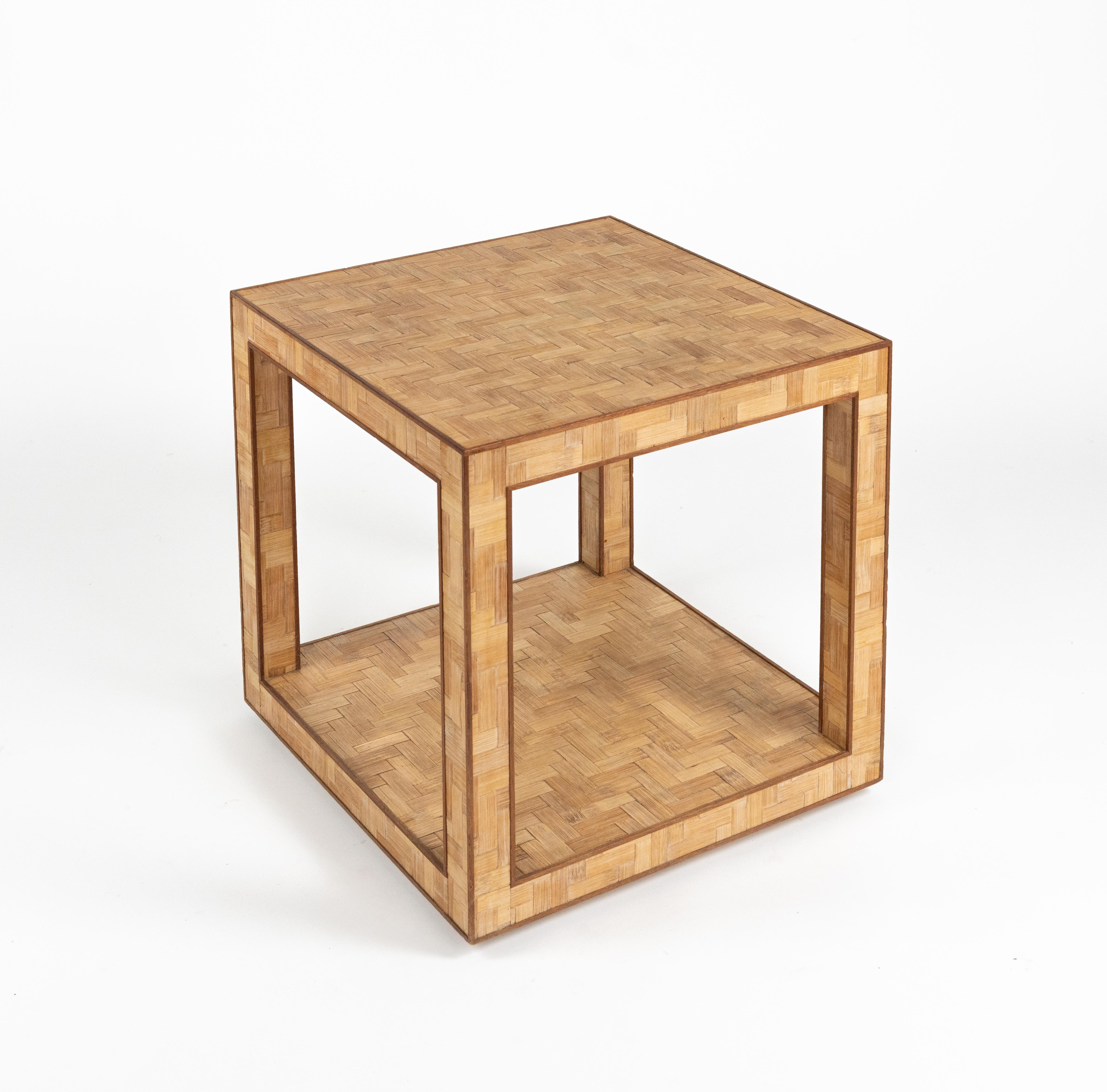 Midcentury Coffee Table in Bamboo and Rattan Vivai Del Sud Style, Italy 1970s in vendita 3
