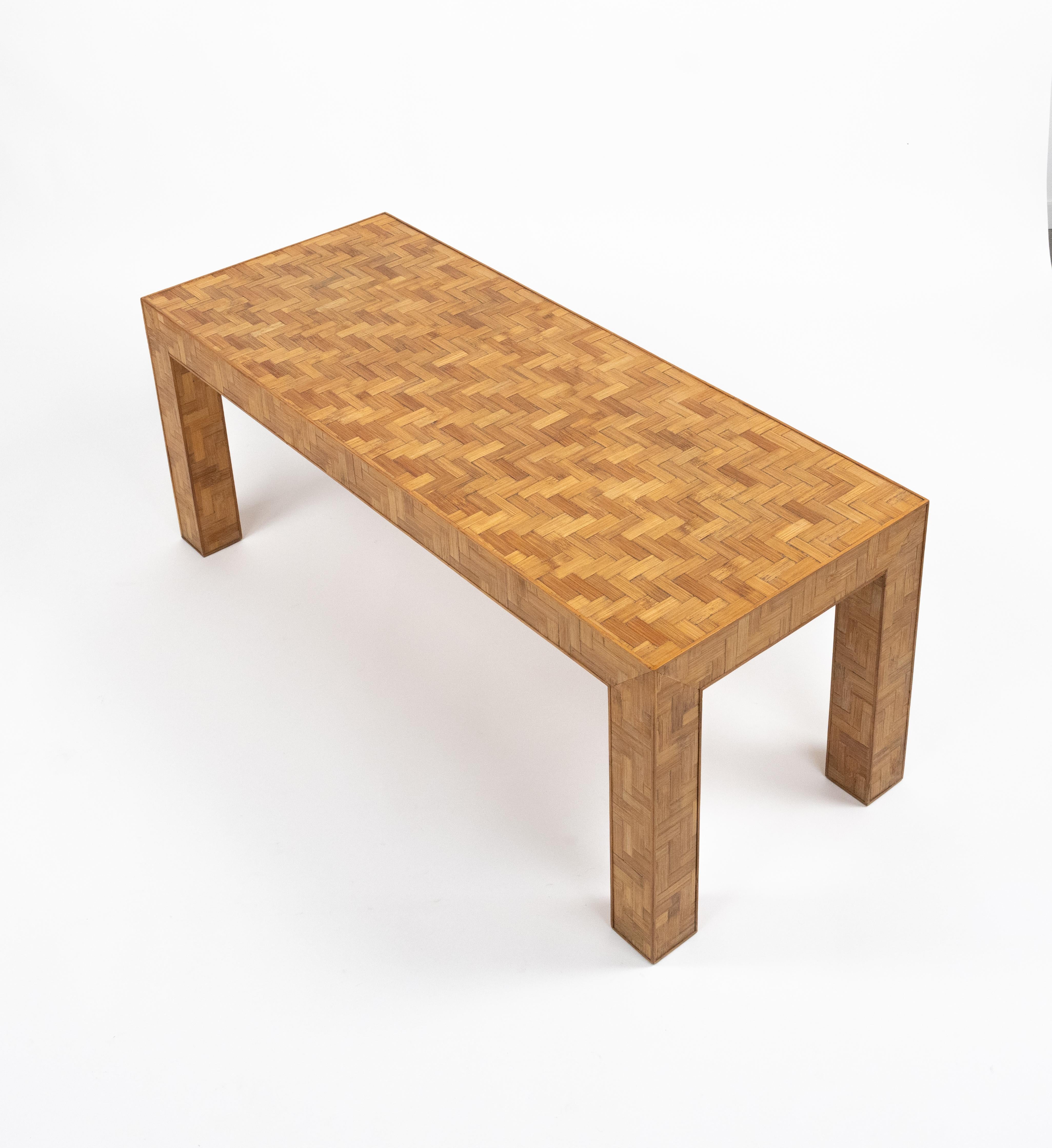 Midcentury Coffee Table in Bamboo and Rattan Vivai Del Sud Style, Italy 1970s For Sale 4
