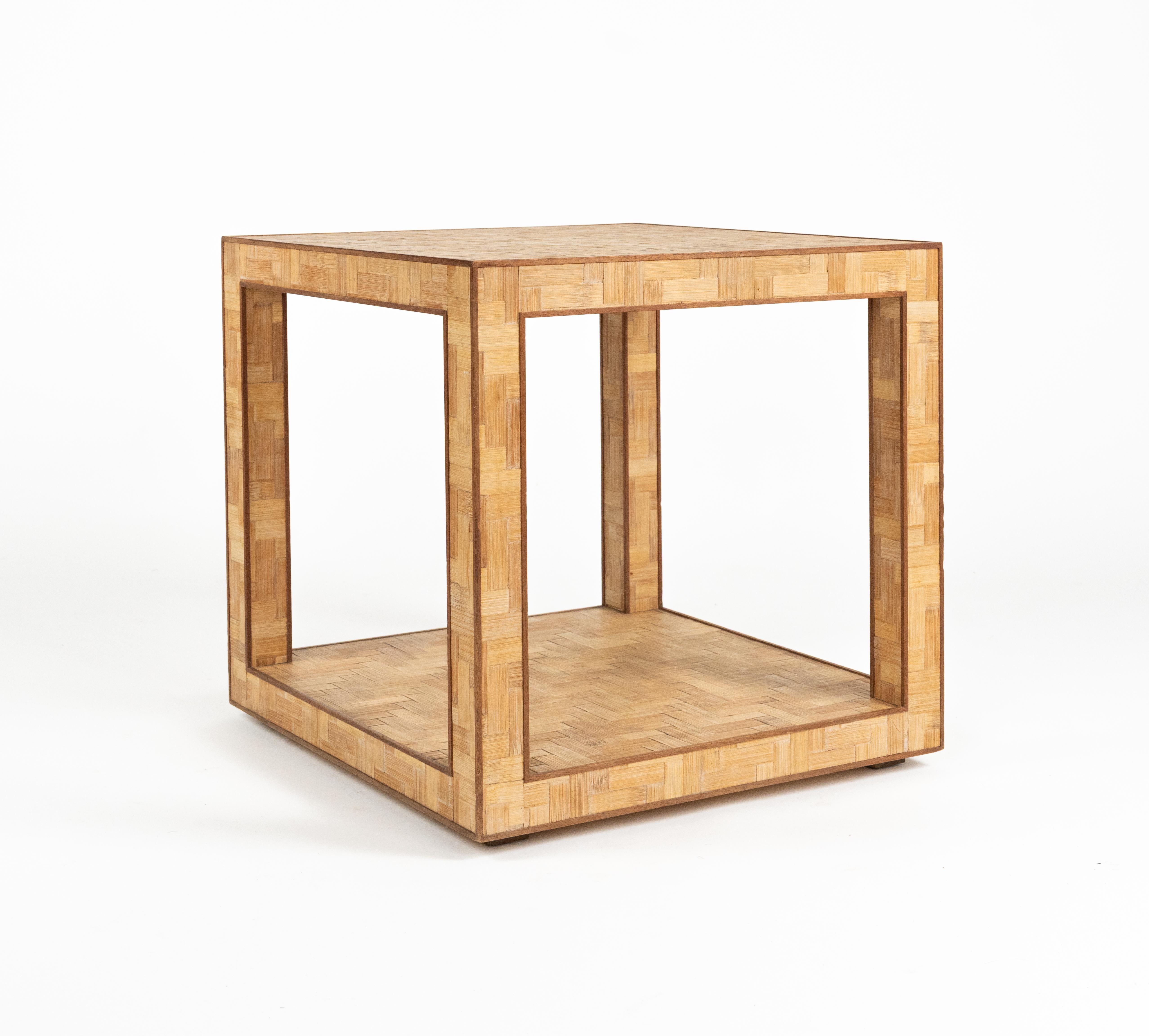 Midcentury Coffee Table in Bamboo and Rattan Vivai Del Sud Style, Italy 1970s in vendita 4