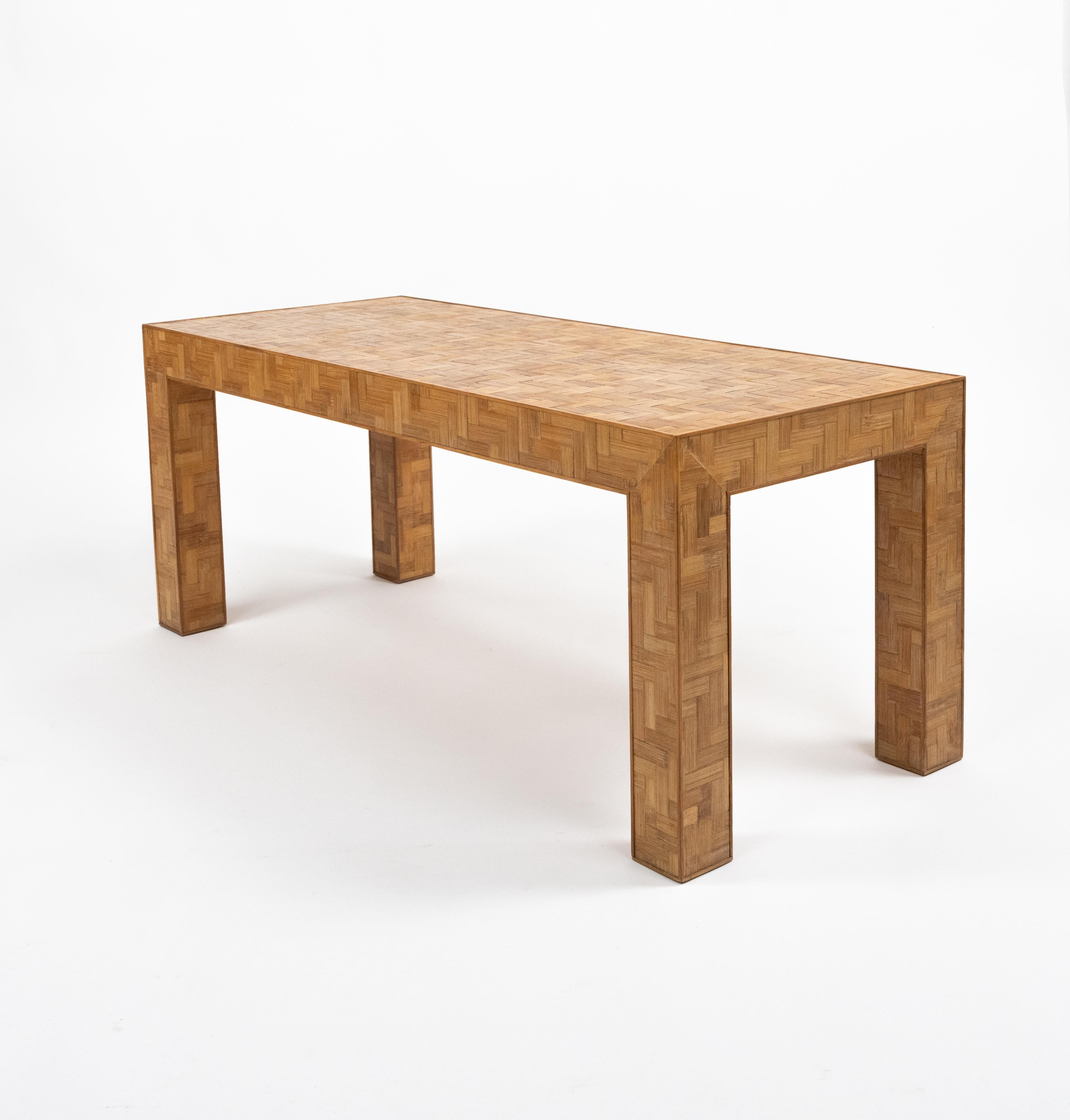 Midcentury Coffee Table in Bamboo and Rattan Vivai Del Sud Style, Italy 1970s For Sale 5