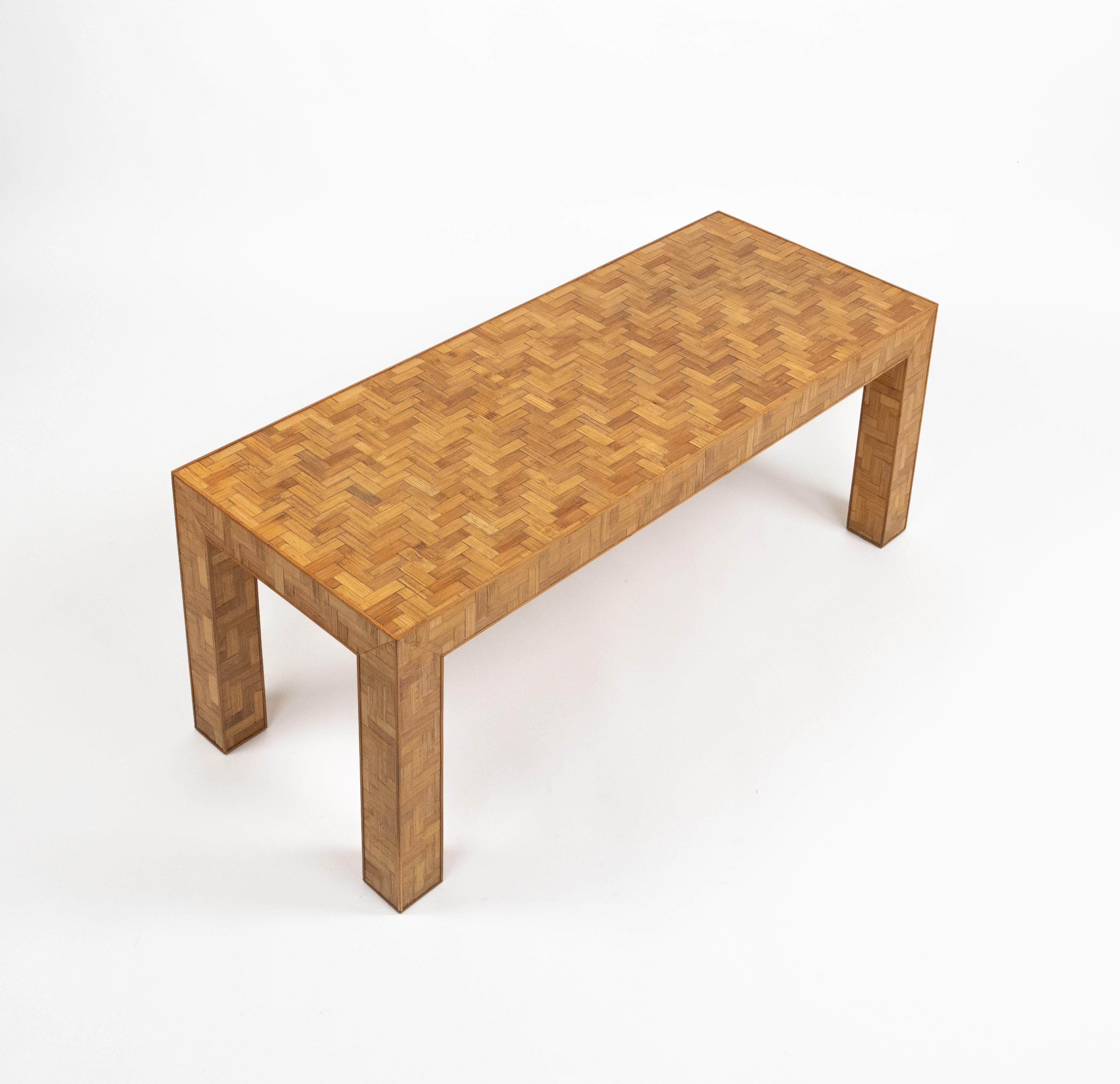 Mid-Century Modern Midcentury Coffee Table in Bamboo and Rattan Vivai Del Sud Style, Italy 1970s For Sale