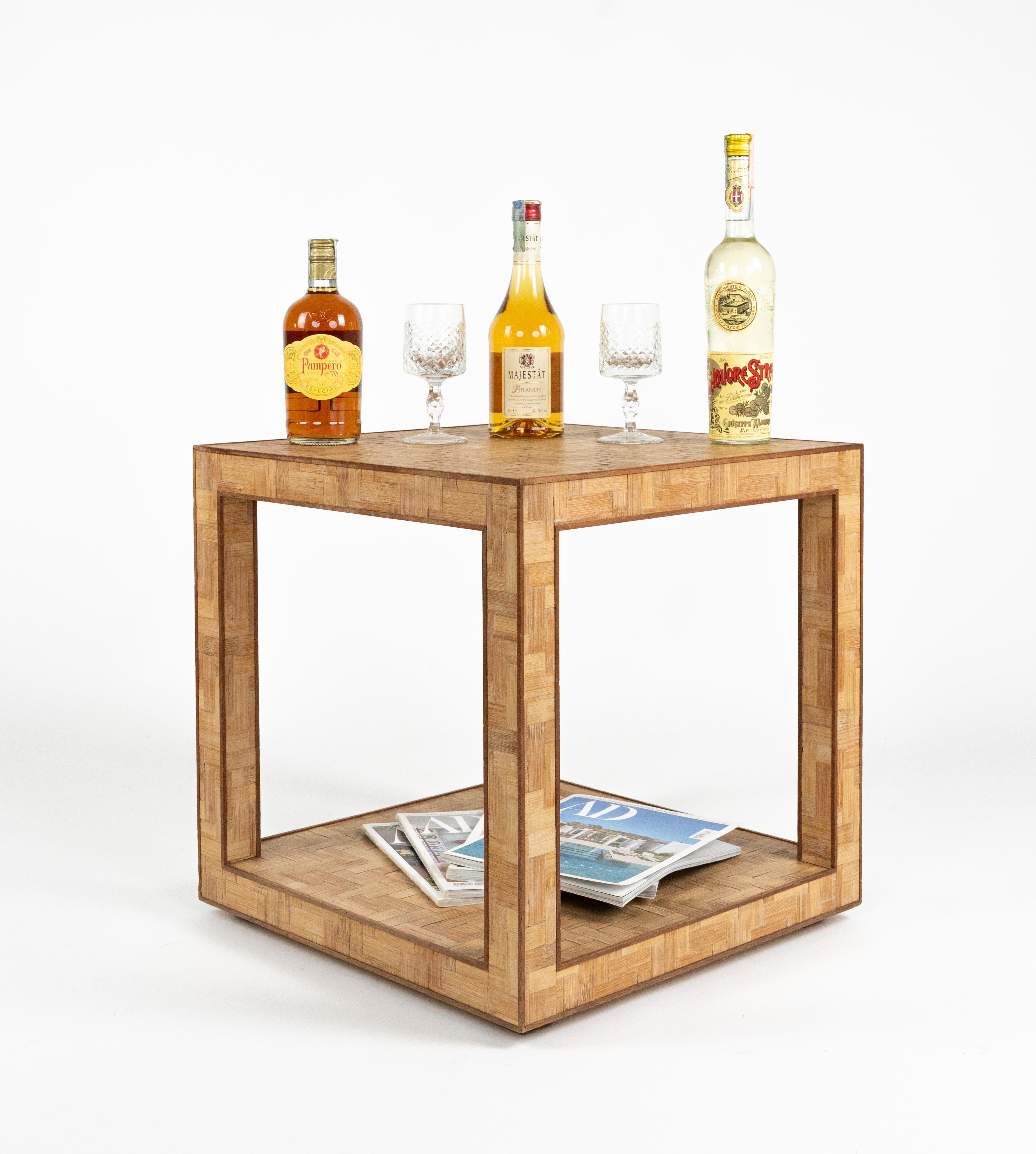 Midcentury Coffee Table in Bamboo and Rattan Vivai Del Sud Style, Italy 1970s In condizioni buone in vendita a Rome, IT