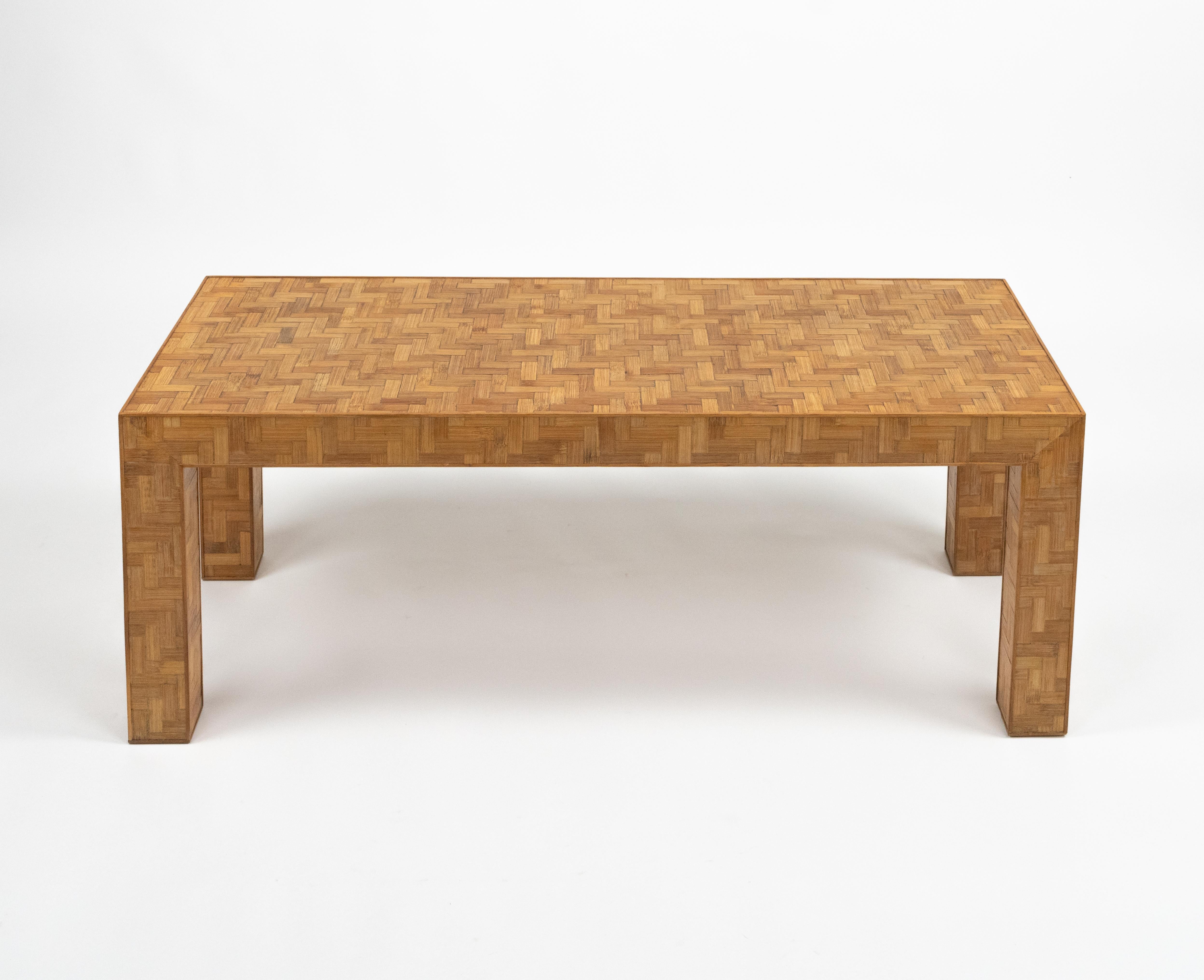 Midcentury Coffee Table in Bamboo and Rattan Vivai Del Sud Style, Italy 1970s In Good Condition For Sale In Rome, IT