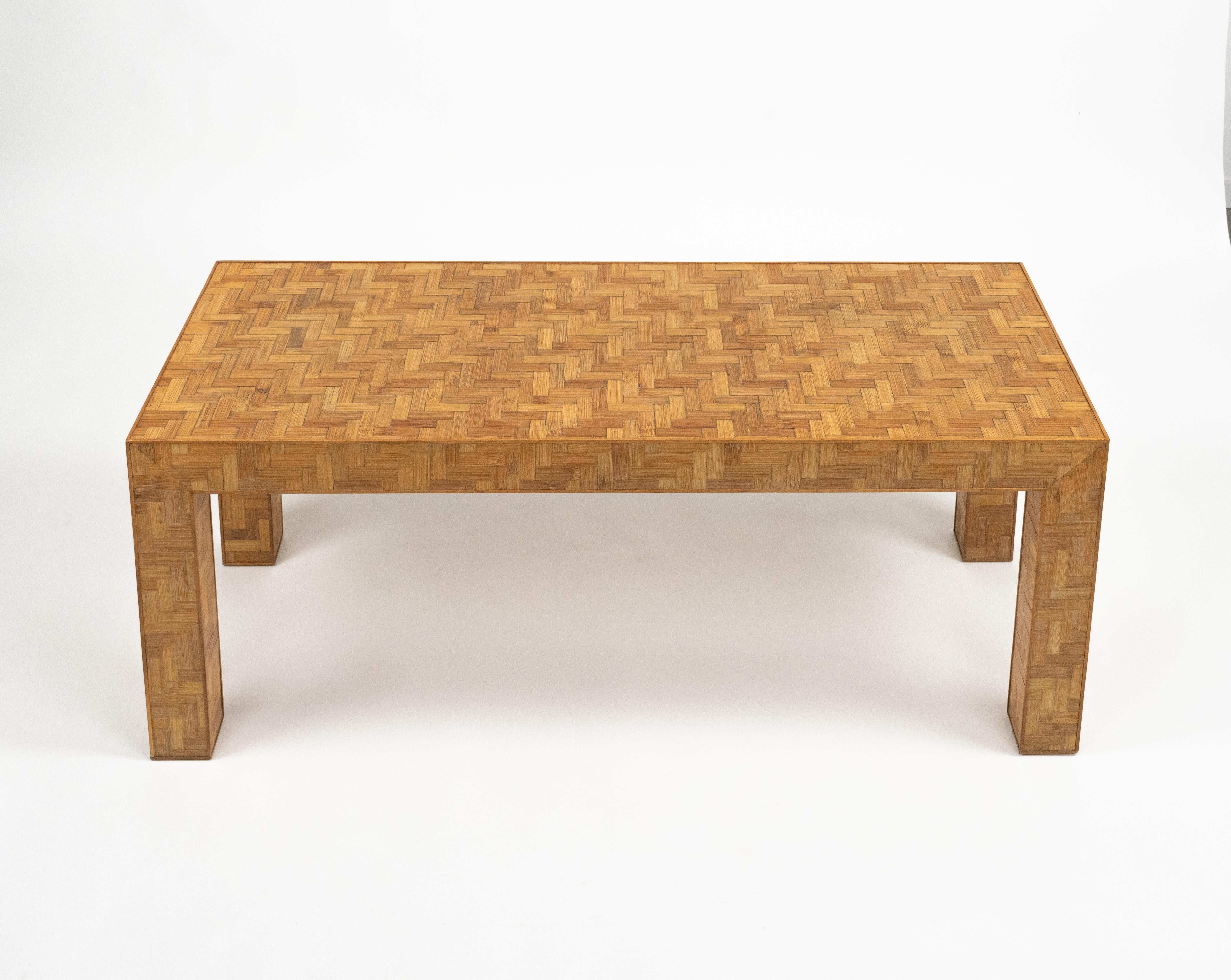 Late 20th Century Midcentury Coffee Table in Bamboo and Rattan Vivai Del Sud Style, Italy 1970s For Sale