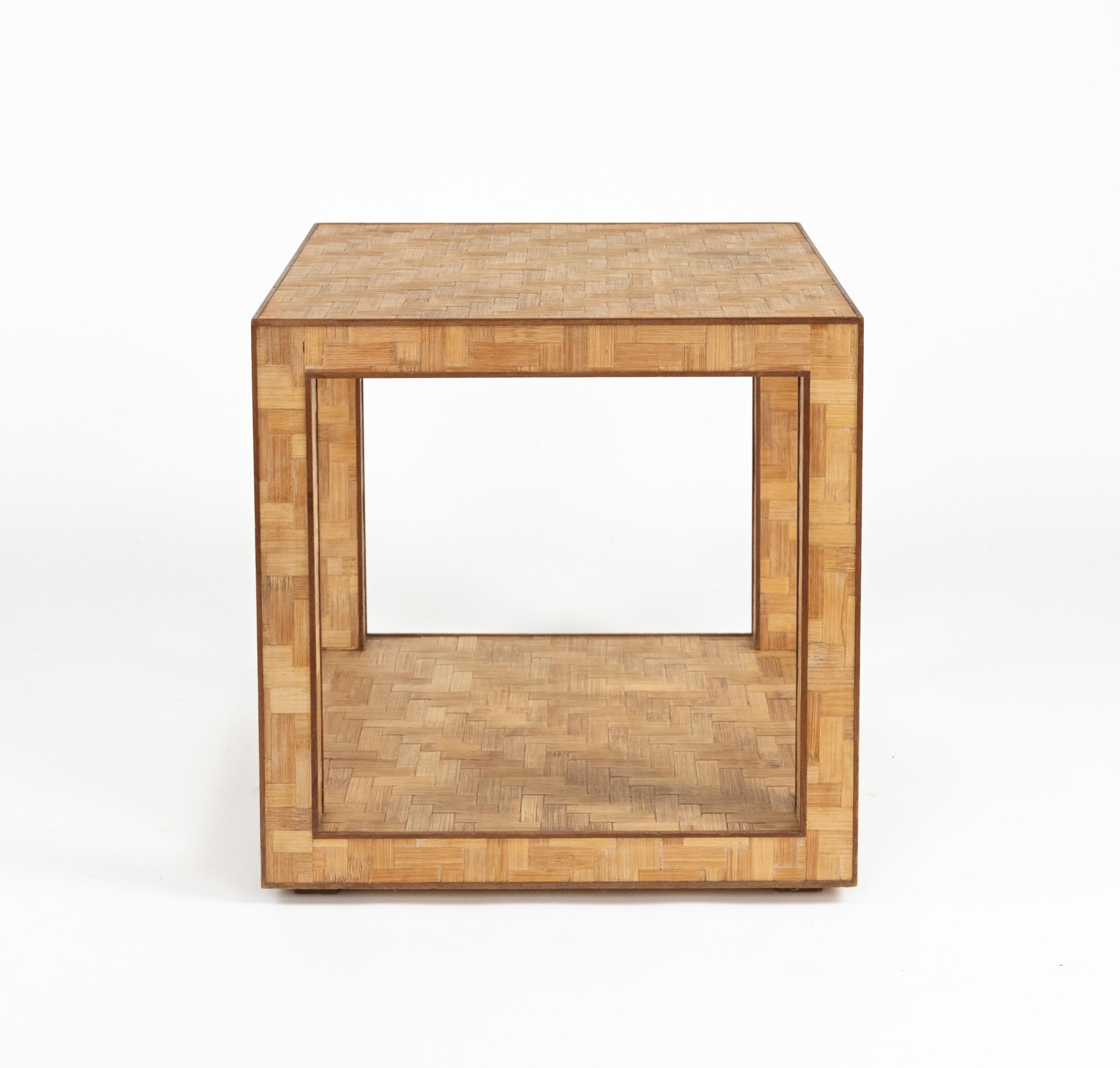 Midcentury Coffee Table in Bamboo and Rattan Vivai Del Sud Style, Italy 1970s in vendita 1