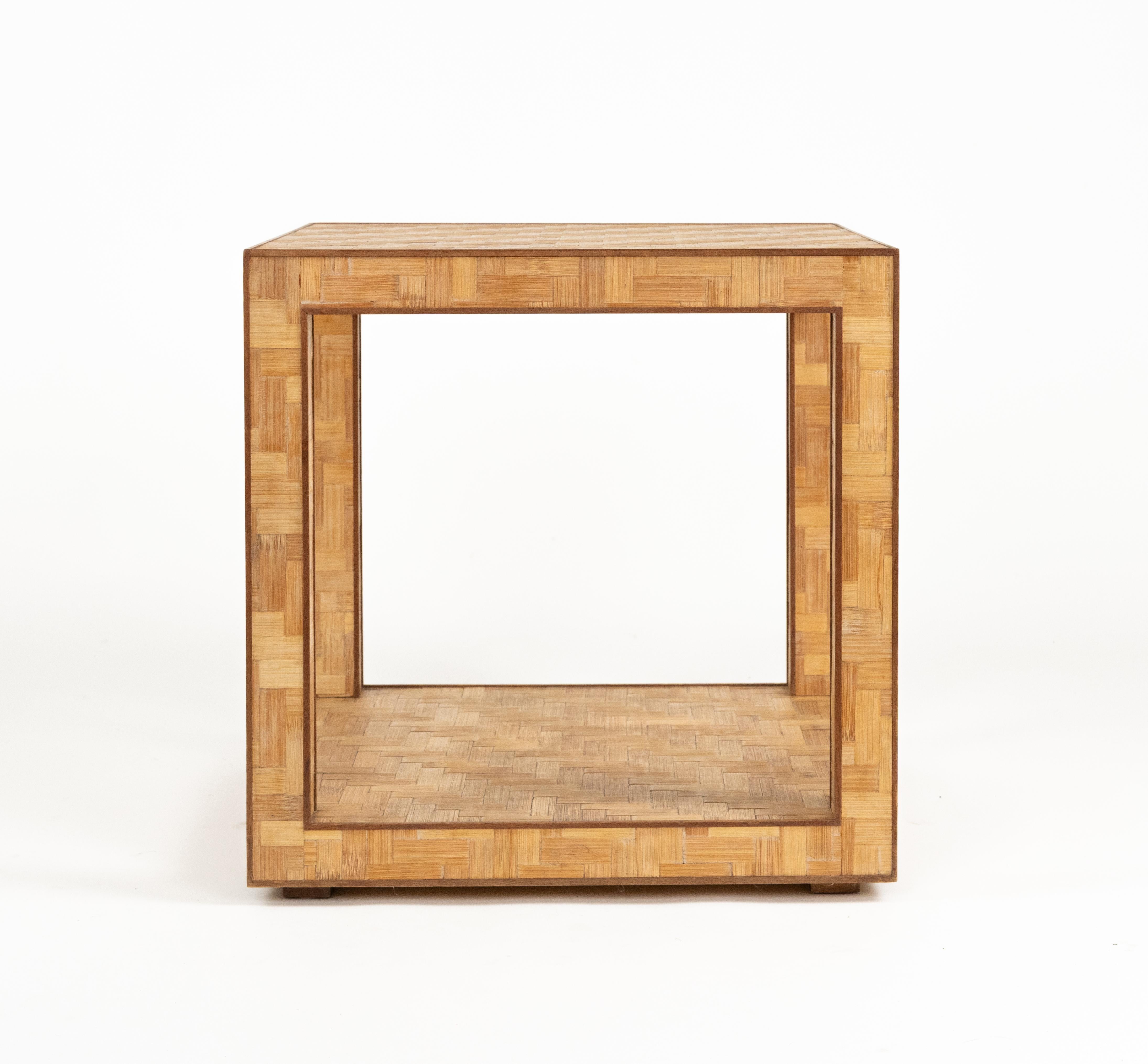 Midcentury Coffee Table in Bamboo and Rattan Vivai Del Sud Style, Italy 1970s in vendita 2