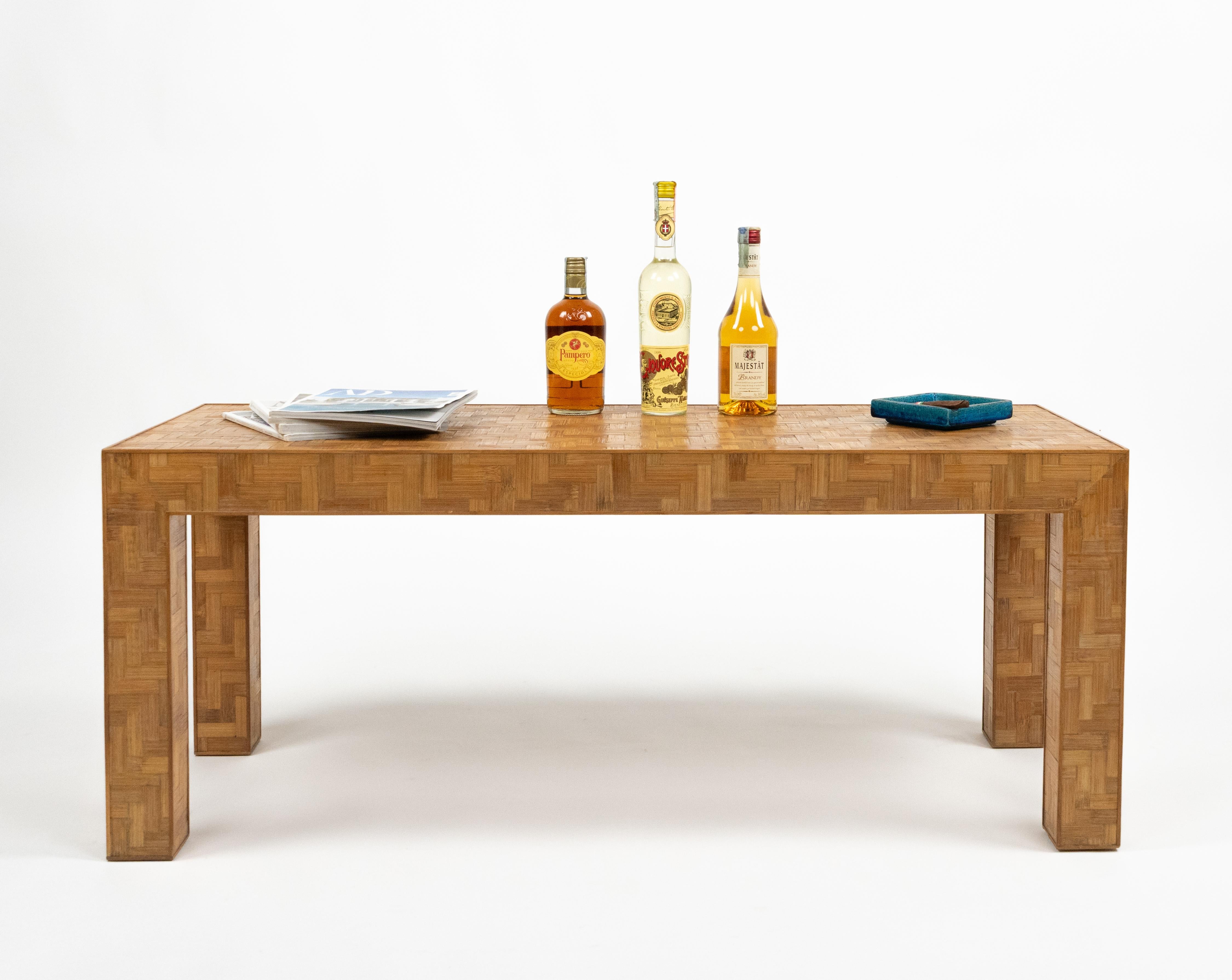 Midcentury Coffee Table in Bamboo and Rattan Vivai Del Sud Style, Italy 1970s For Sale 3