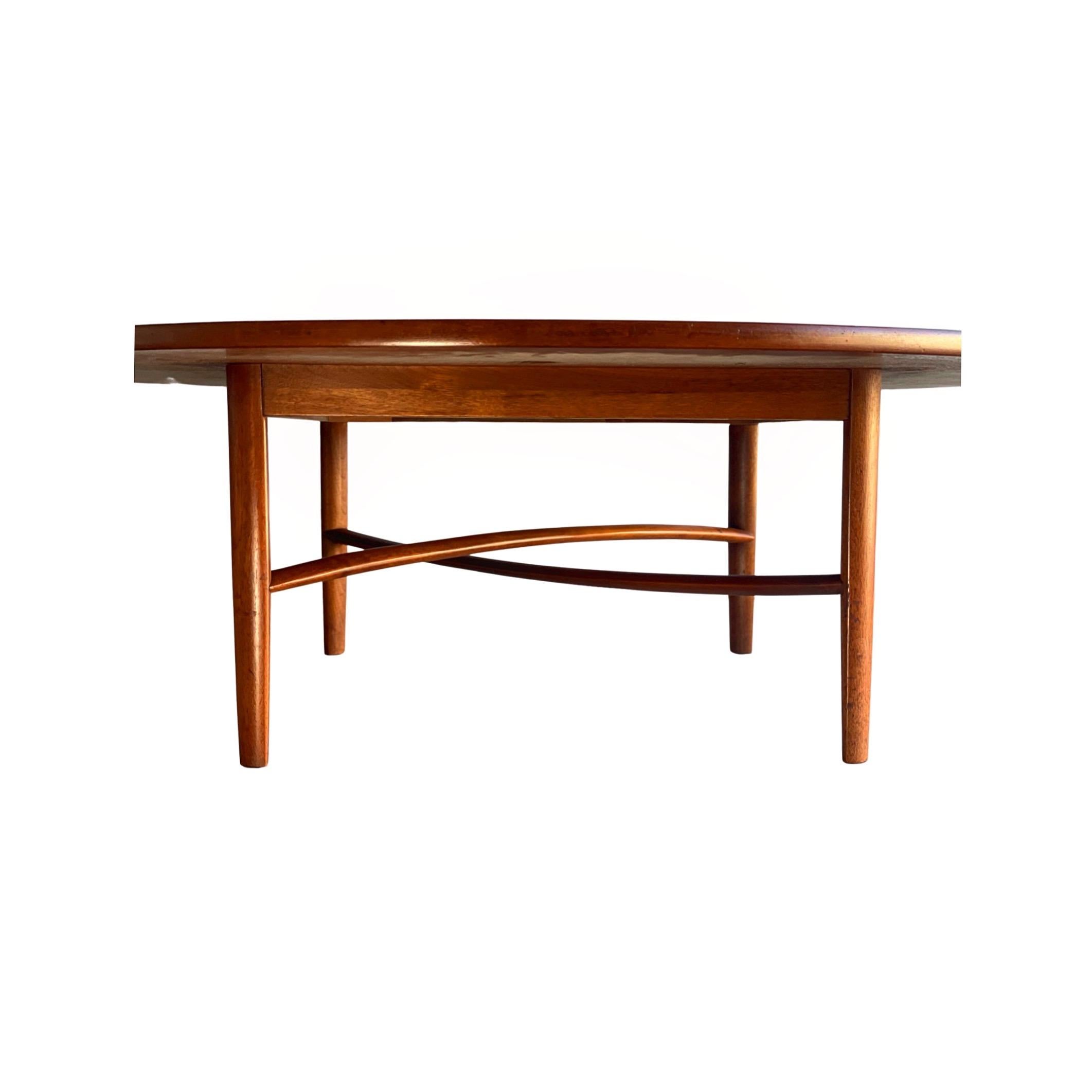 Mid-Century Modern Midcentury Coffee Table in Walnut and Leather by Barney Flagg, Drexel Parallel For Sale