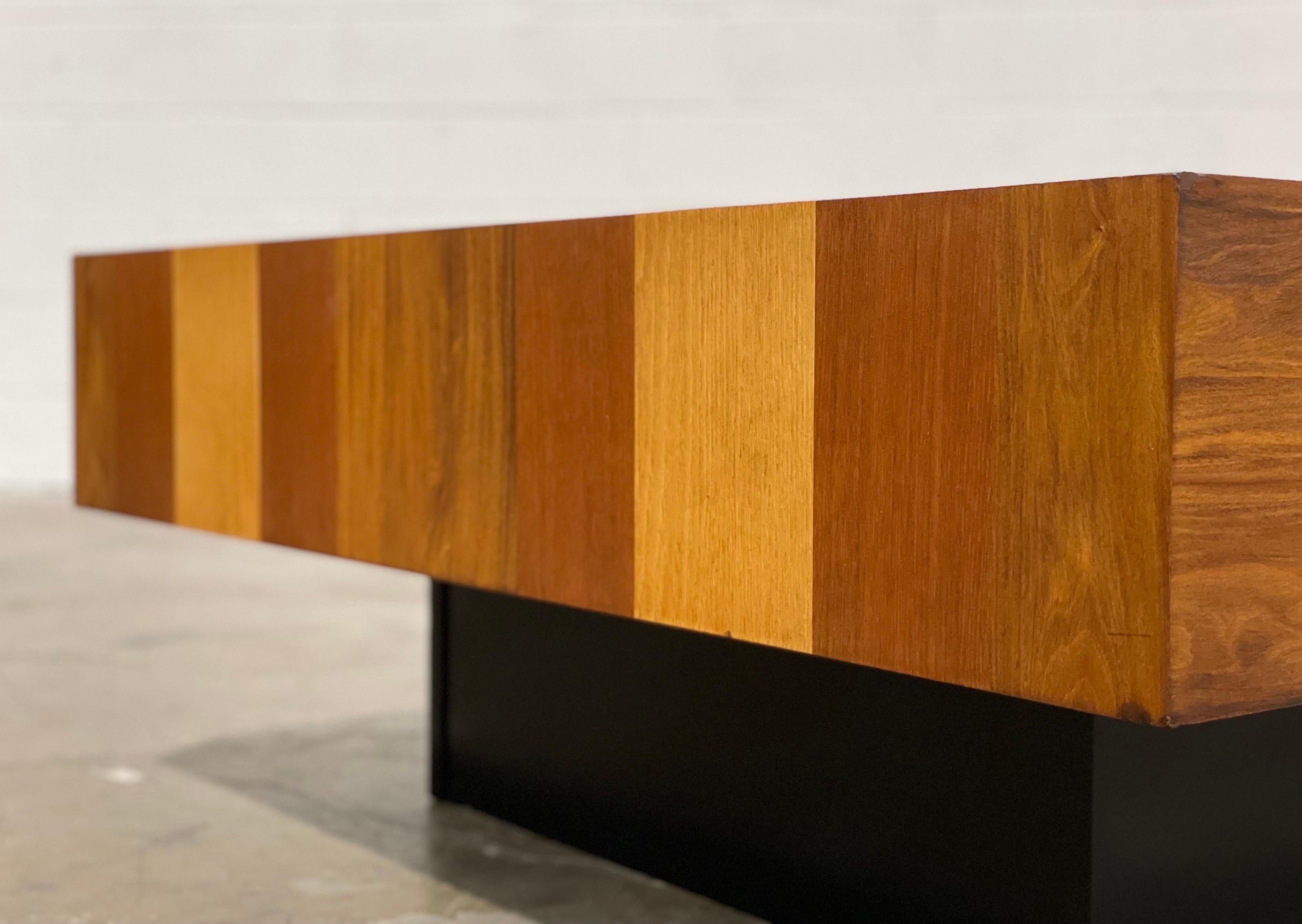 Late 20th Century Midcentury Coffee Table Rosewood + Walnut + Oak by Dyrlund, After Milo Baughman