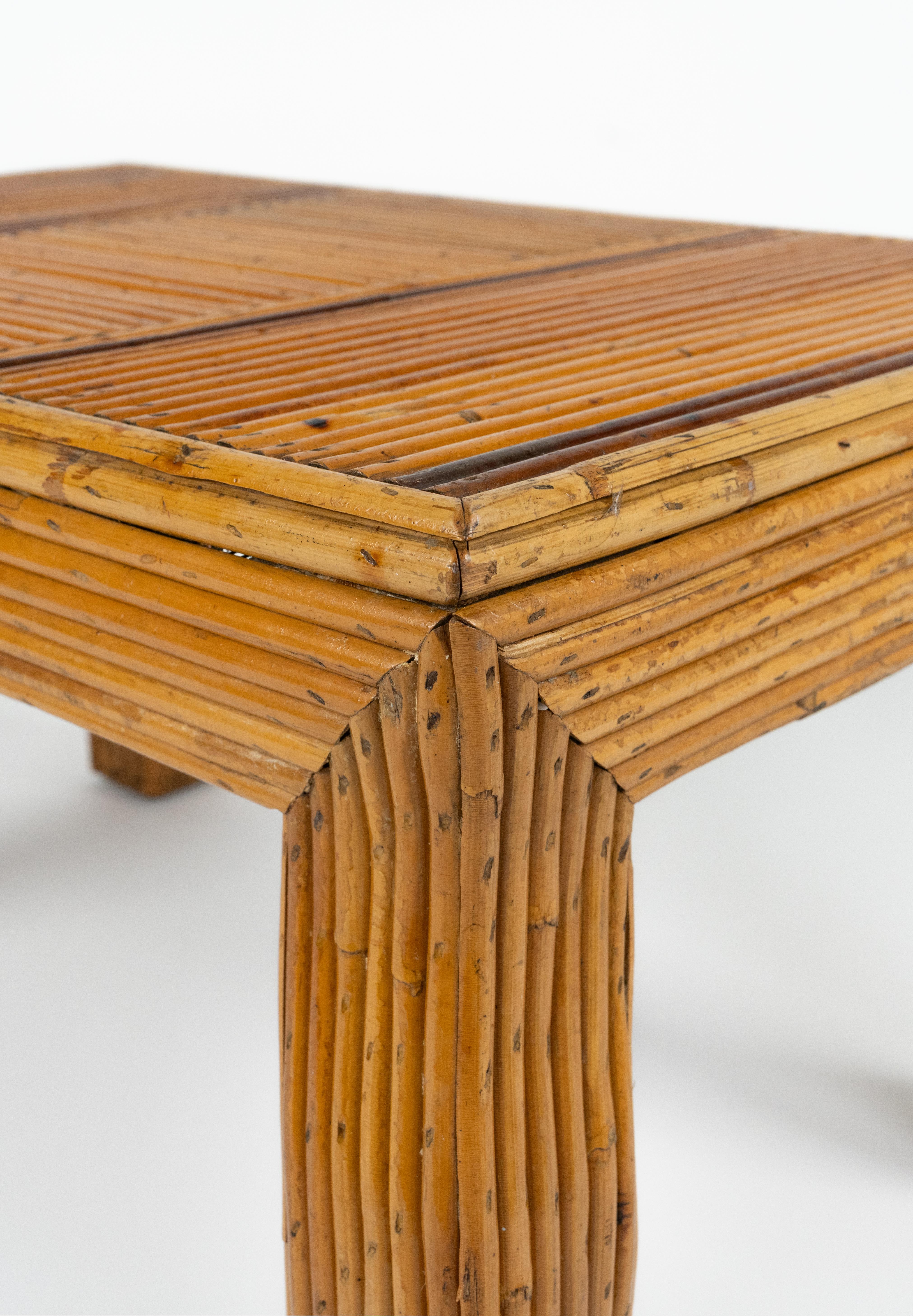 Table basse de milieu de siècle à pieds ondulés en rotin par Vivai del Sud, Italie, années 1970 en vente 6