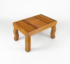 Midcentury Coffee Table Wavy Legs in Rattan by Vivai Del Sud, Italy 1970s