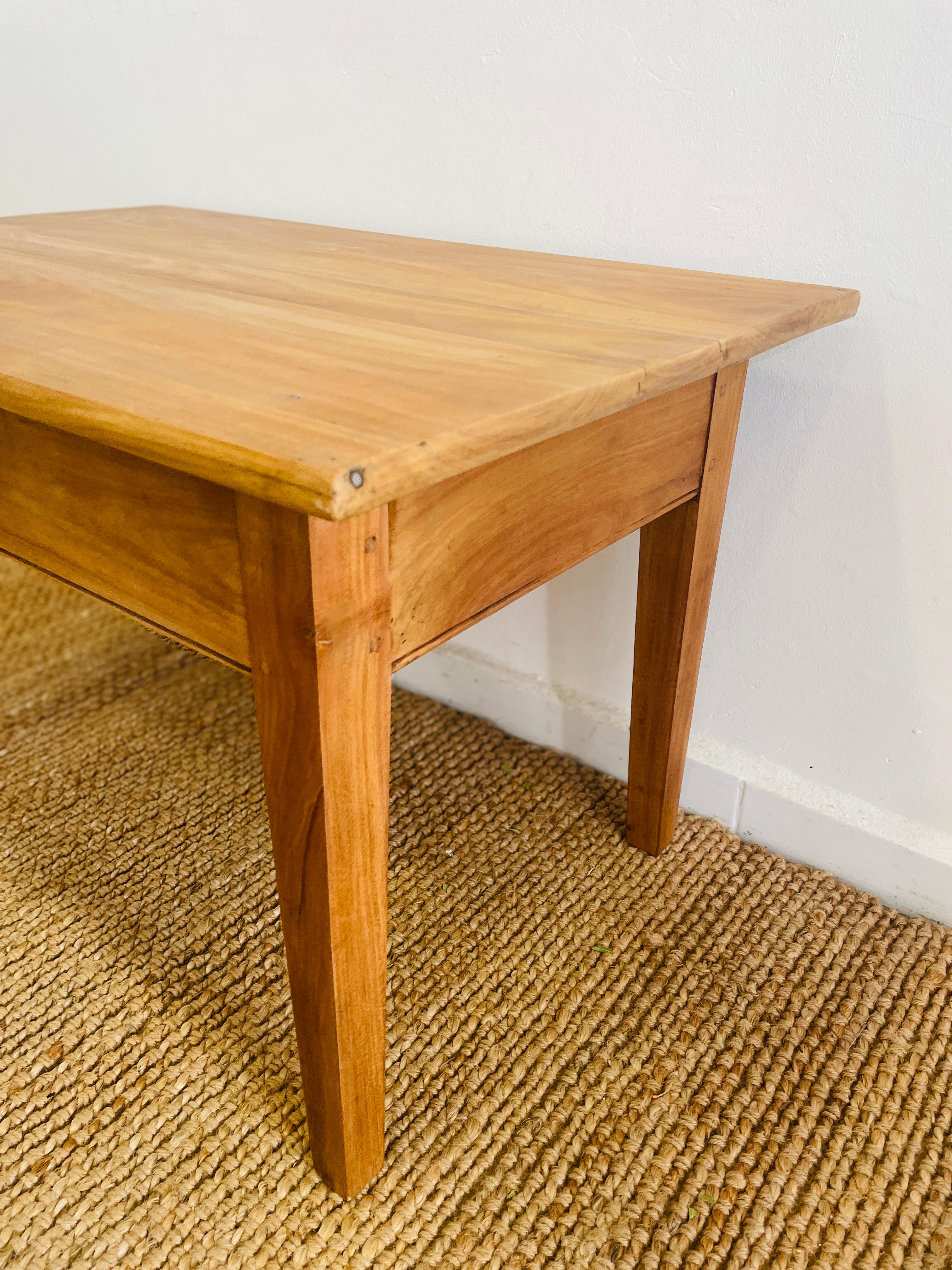 French Midcentury Coffee Table with Drawer For Sale