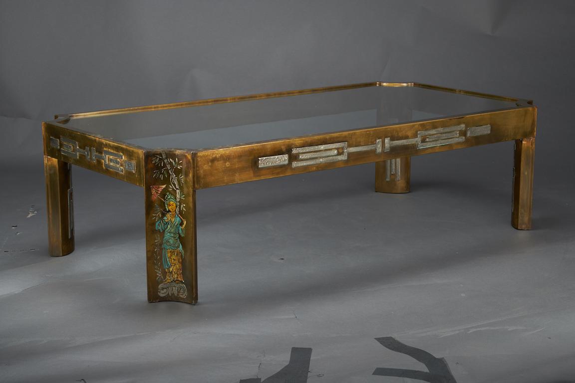 Midcentury Coffee Table with Glass Top, done by Philip and Kelvin LaVerne (Moderne der Mitte des Jahrhunderts)